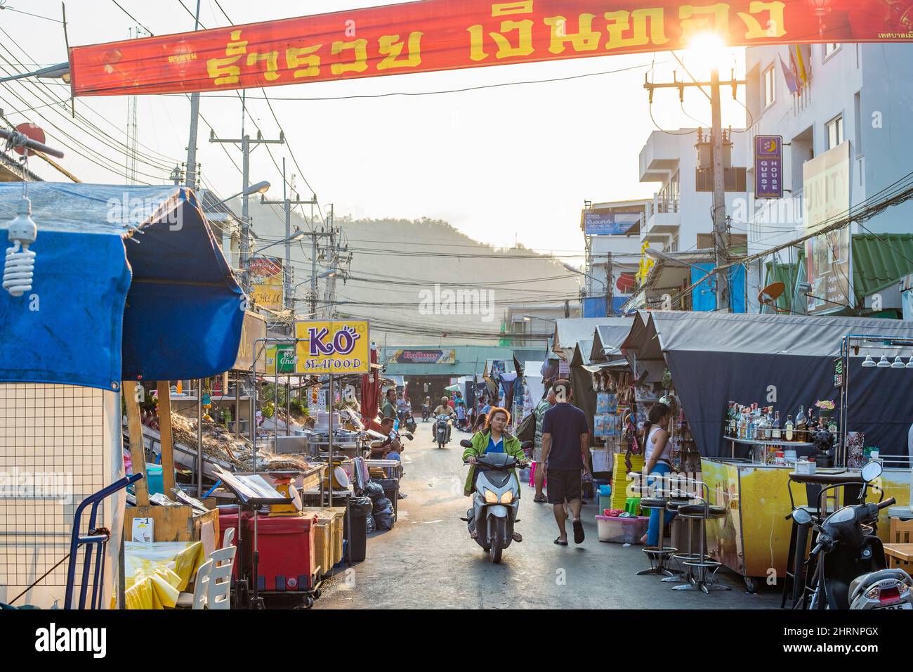 Urban scene from the famous night market in Hua Hin. Hua Hin is one of the most popular travel
