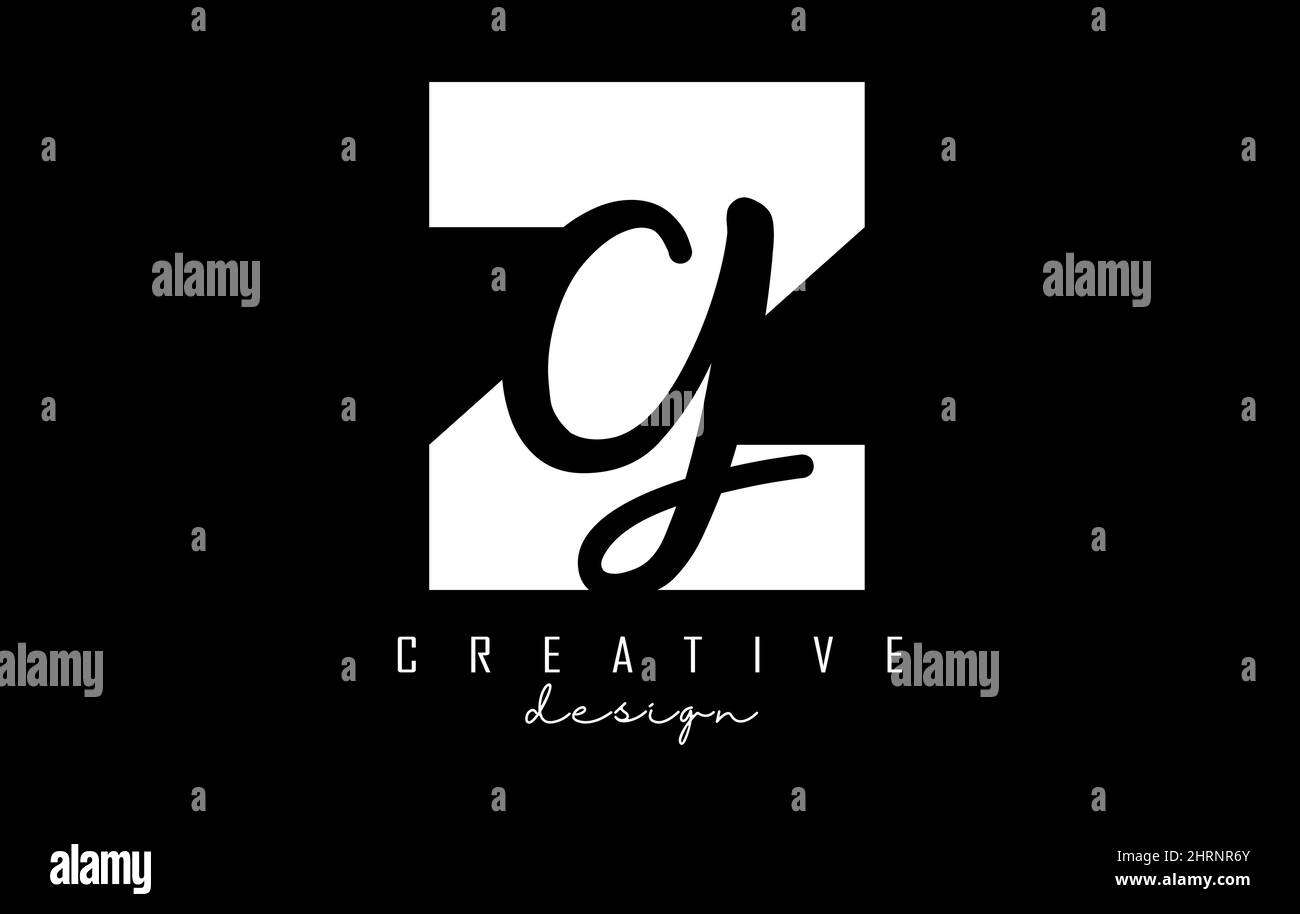 White and Black Letters ZG logo with a minimalist design. Letters Z and ...
