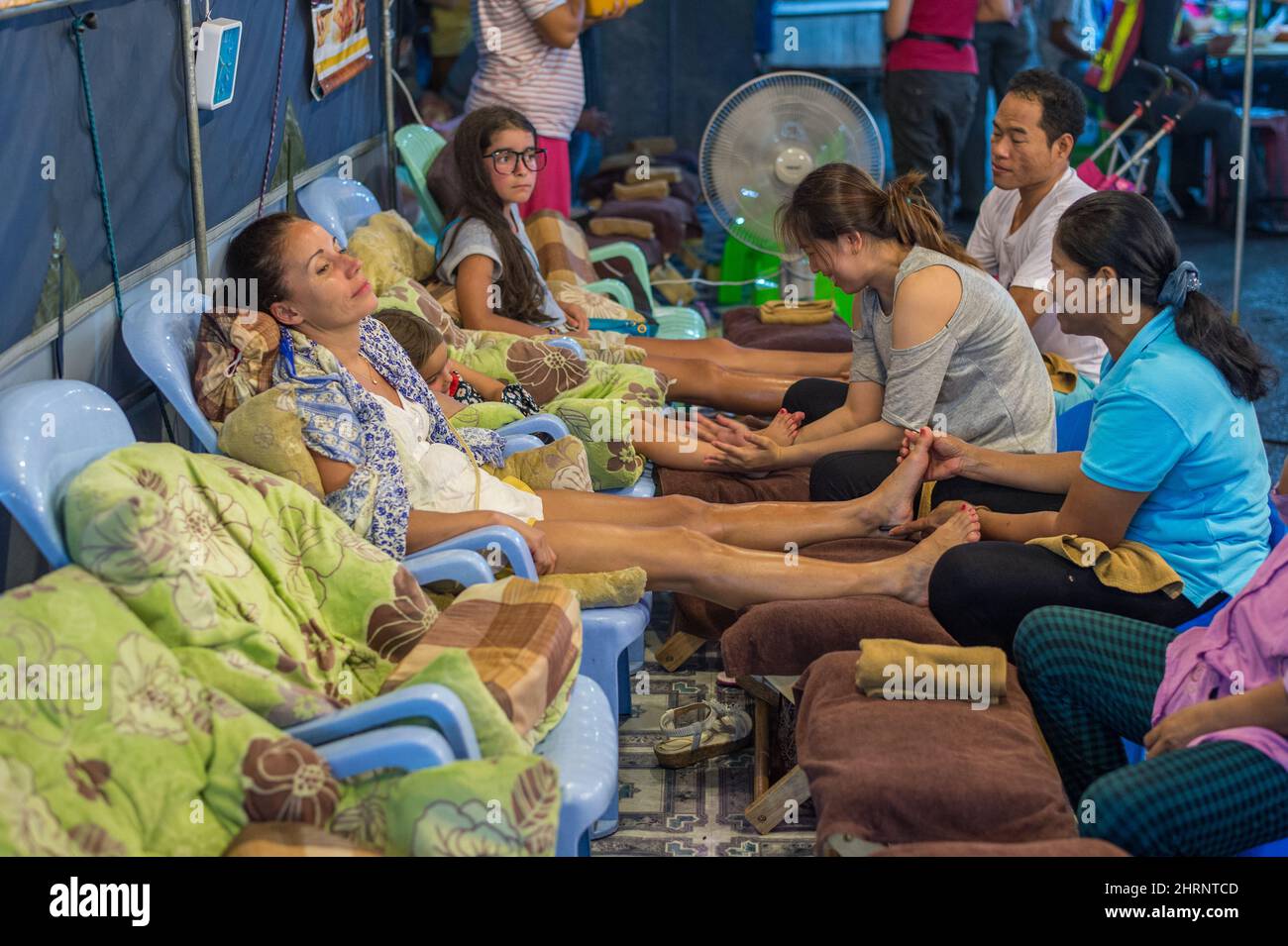 Foot massage at the famous night market in Hua Hin. Hua Hin is one of