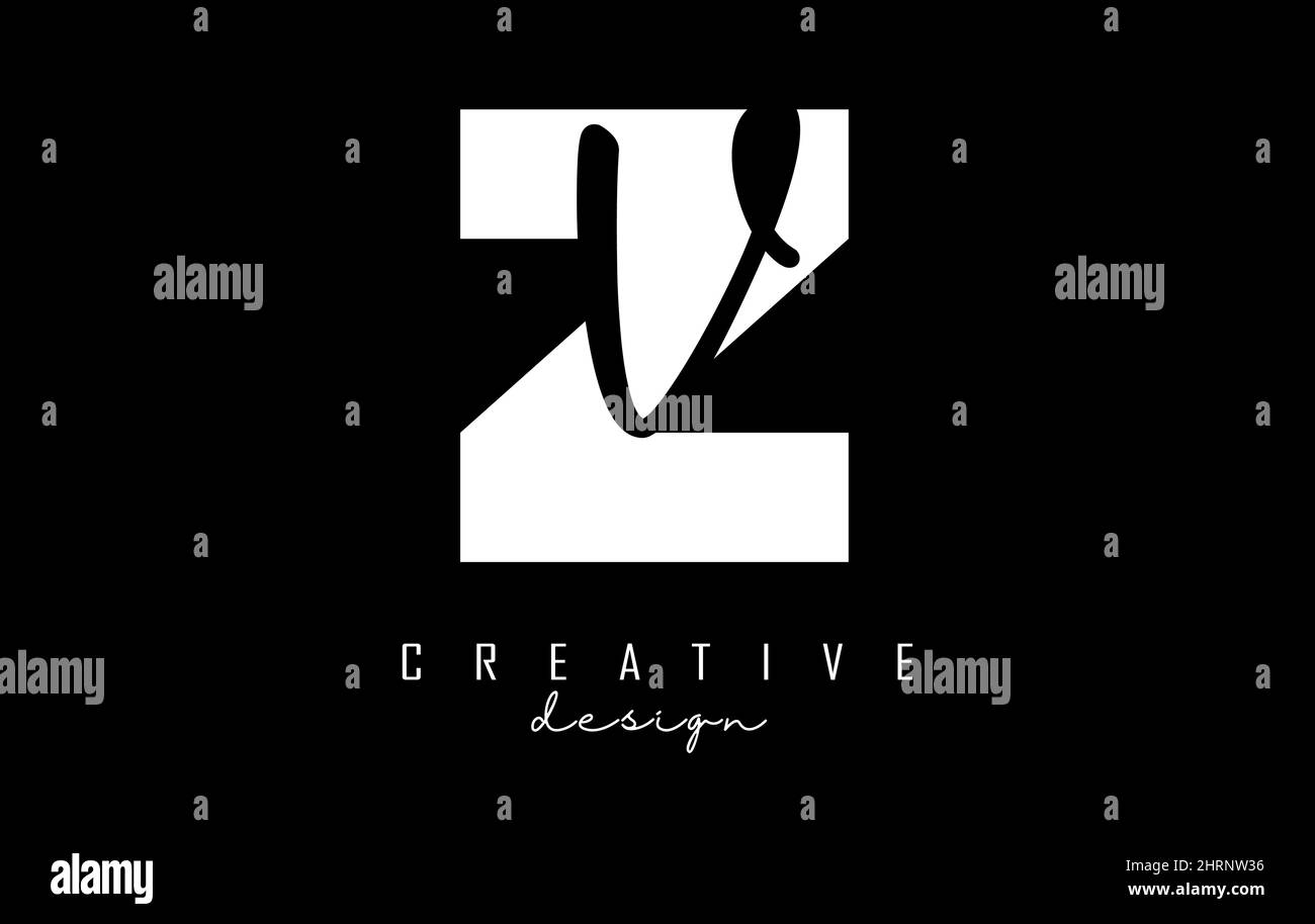 White and Black Letters ZV logo with a minimalist design. Letters Z and