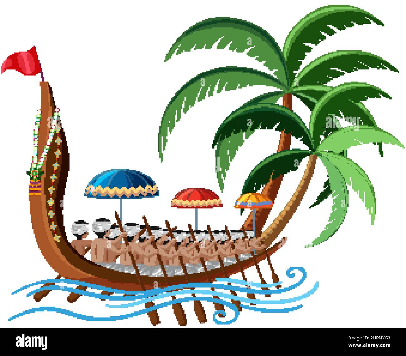 Rowboat with people rowing illustration Stock Vector Image & Art Alamy