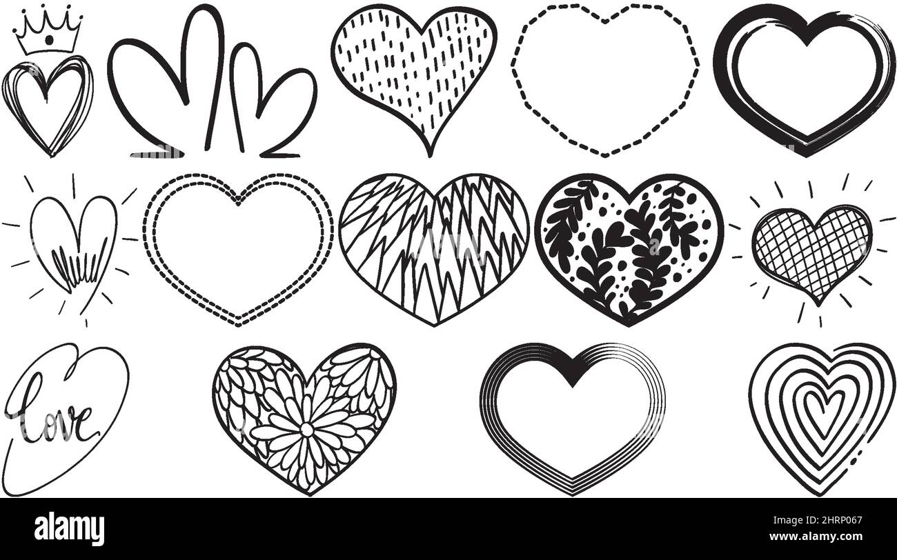 Black hand drawn hearts set illustration Stock Vector Image & Art - Alamy