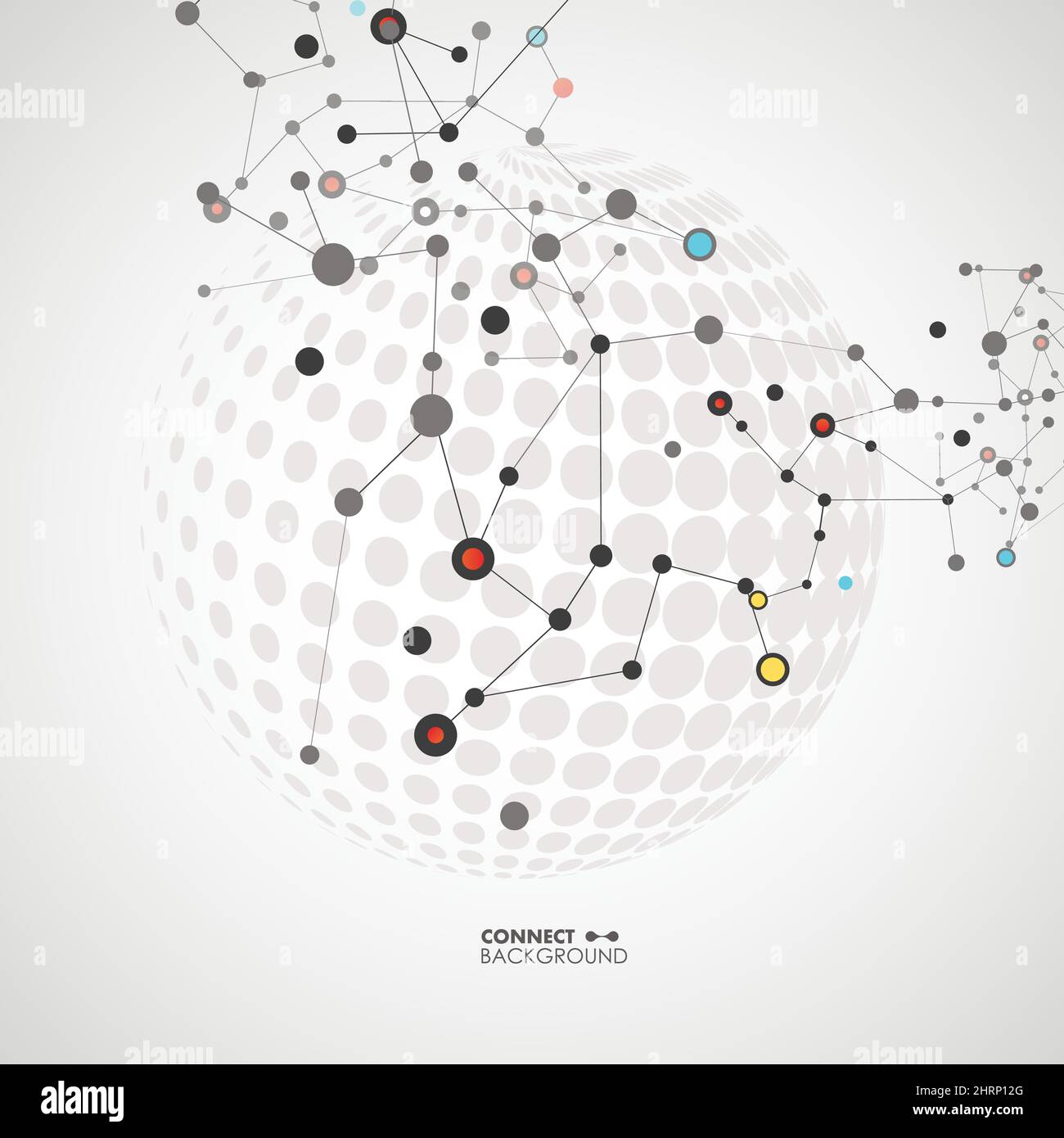 Vector halftone circle witn molecule connect Stock Vector