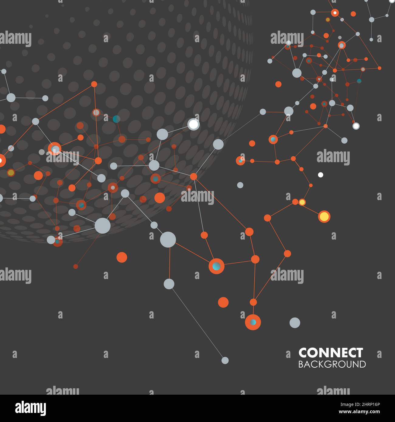 Vector halftone circle witn molecule connect Stock Vector
