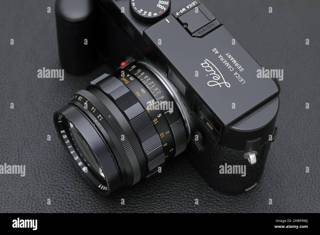 Kagawa, Japan - February 25, 2022: Leica M9-P full-frame digital rangefinder camera with Leitz 50mm f1.2 Noctilux M-mount lens. Stock Photo