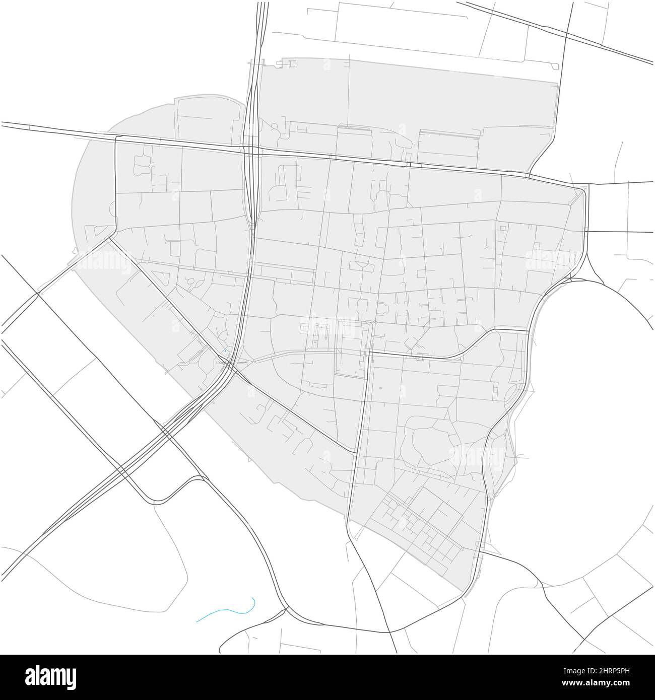 Schwanthalerhöhe, München, DEUTSCHLAND, high detail vector map with city boundaries and editable paths. White outlines for main roads. Many smaller pa Stock Vector