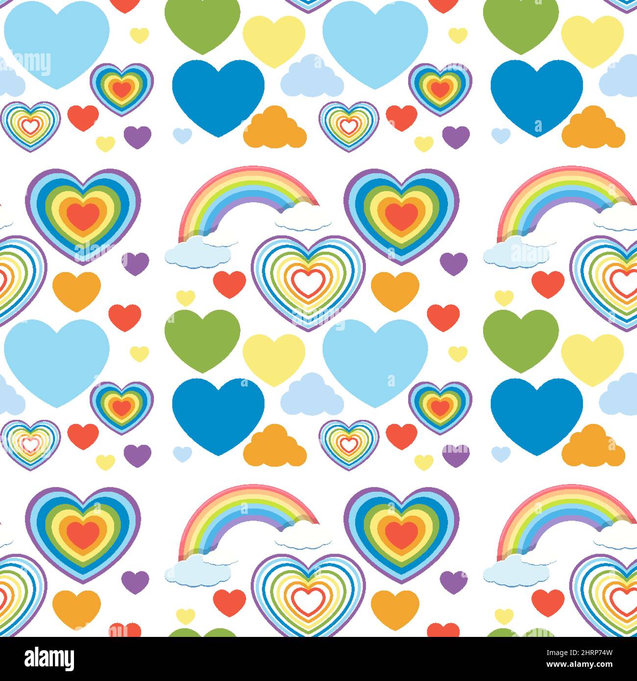 Seamless heart and rainbow pattern illustration Stock Vector Image ...