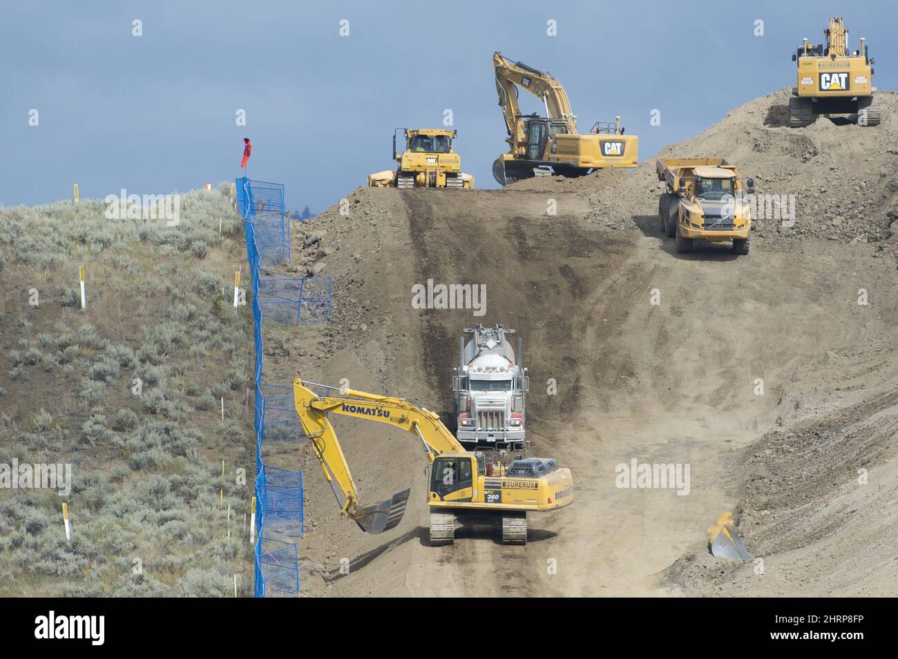 Construction of the Trans Mountain pipeline is seen under way in