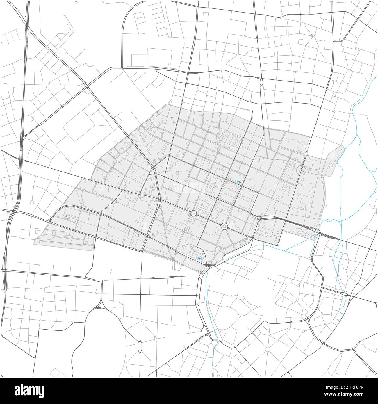 Maxvorstadt, München, DEUTSCHLAND, high detail vector map with city boundaries and editable paths. White outlines for main roads. Many smaller paths. Stock Vector