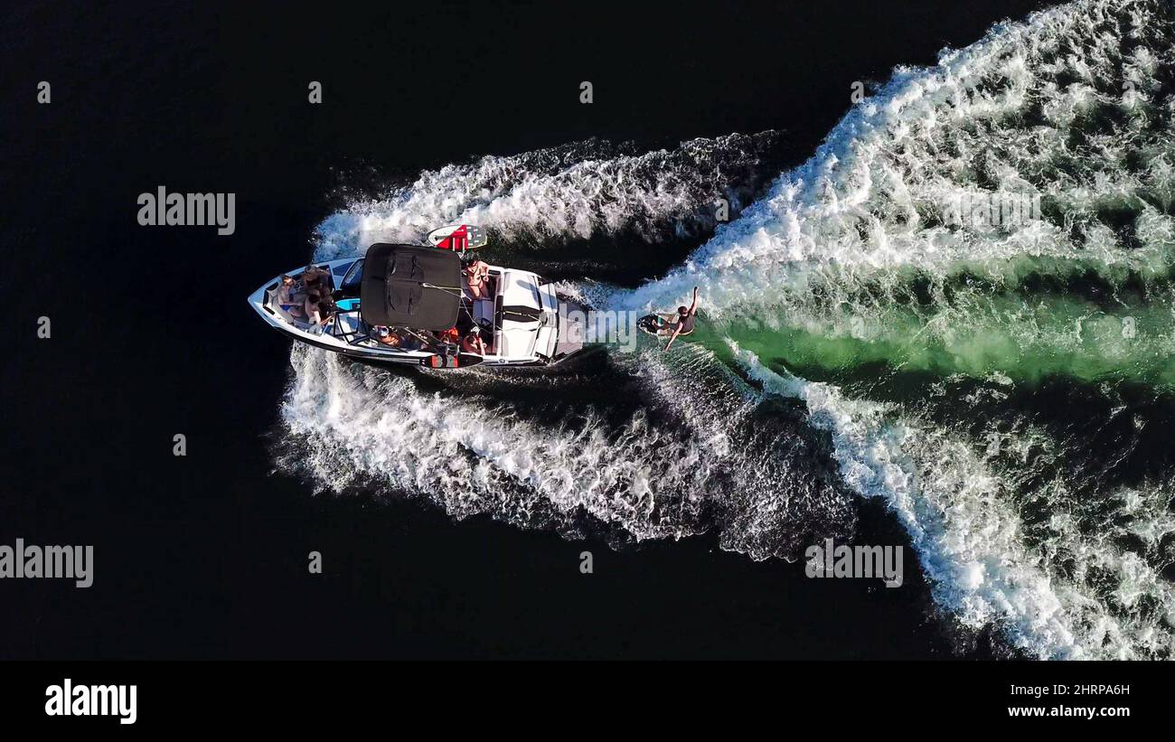 Top view of a boat in the sea Stock Photo - Alamy