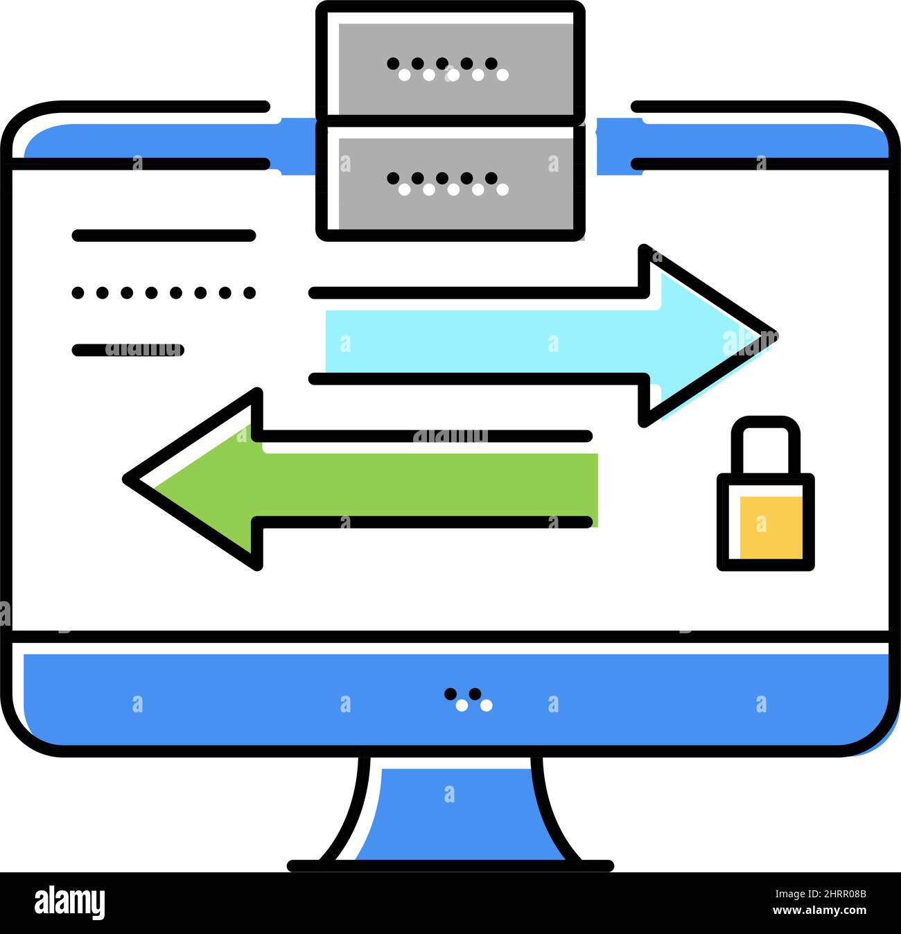 data exchange between servers color icon vector illustration Stock ...