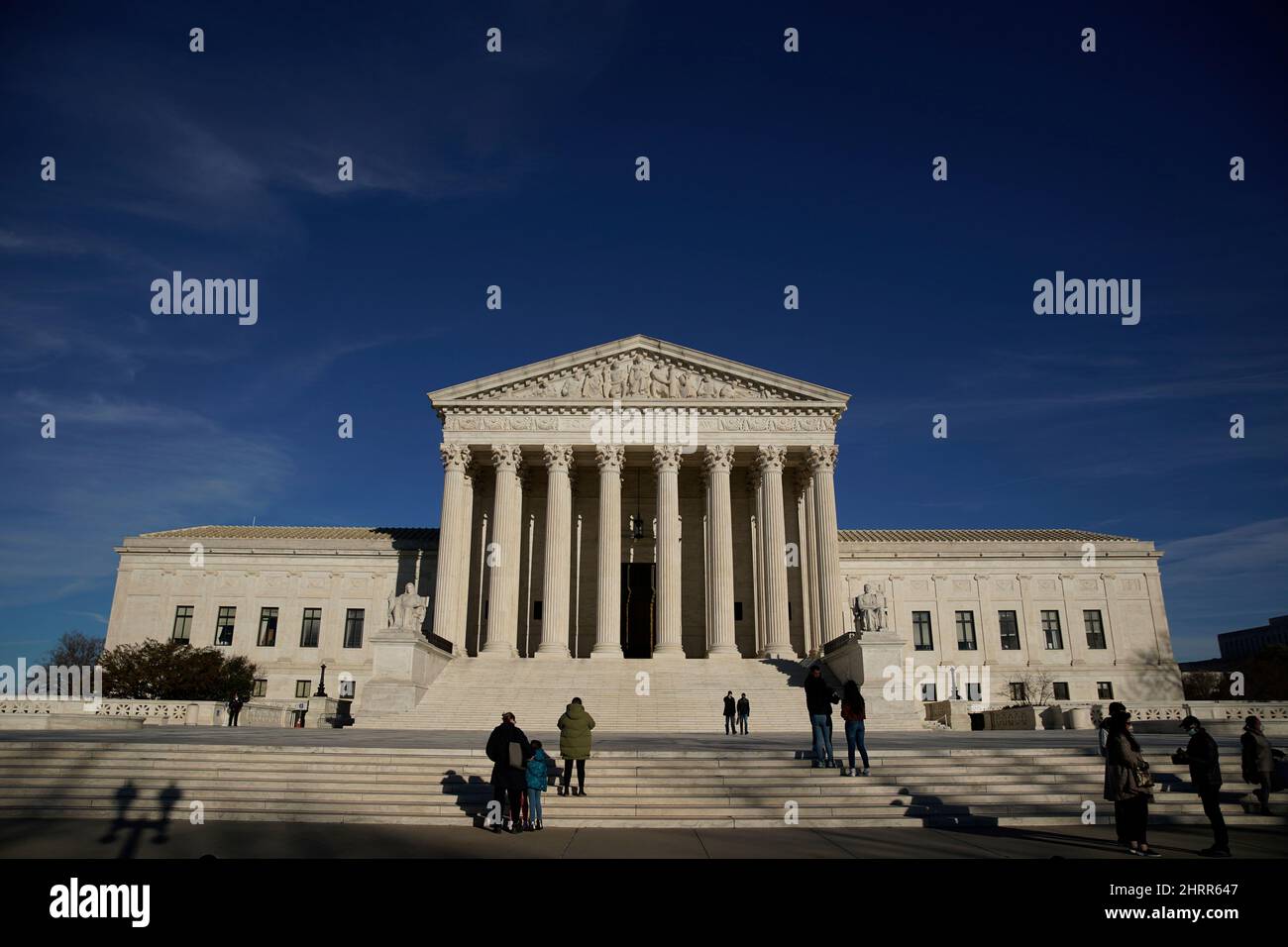 Washington DC, USA. 25th Feb, 2022. Photo taken on Feb. 25, 2022 shows the U.S. Supreme Court building in Washington, DC, the United States. U.S. President Joe Biden said on Friday that he's nominating Judge Ketanji Brown Jackson for the Supreme Court, setting in motion a process for the first African American woman to sit on its bench. Credit: Ting Shen/Xinhua/Alamy Live News Stock Photo