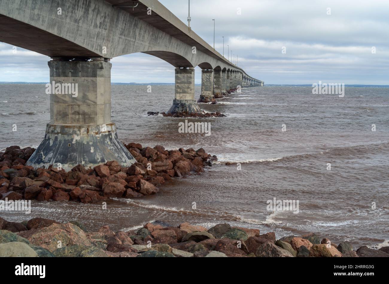 Confederation bridge cloudy Stock Photo