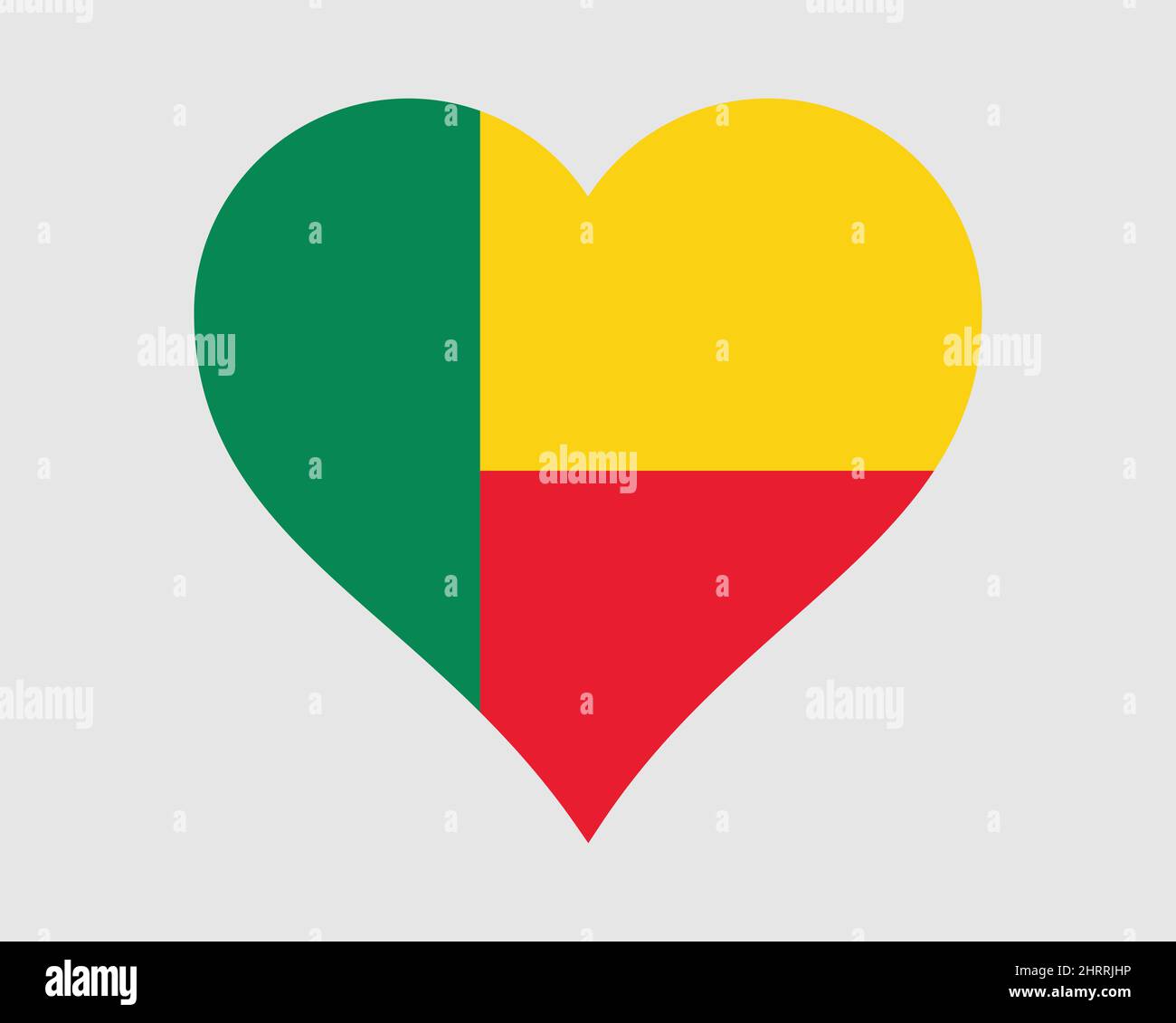Benin Heart Flag. Beninese Dahomey Love Shape Country Nation National Flag. Republic of Benin Banner Icon Sign Symbol. EPS Vector Illustration. Stock Vector