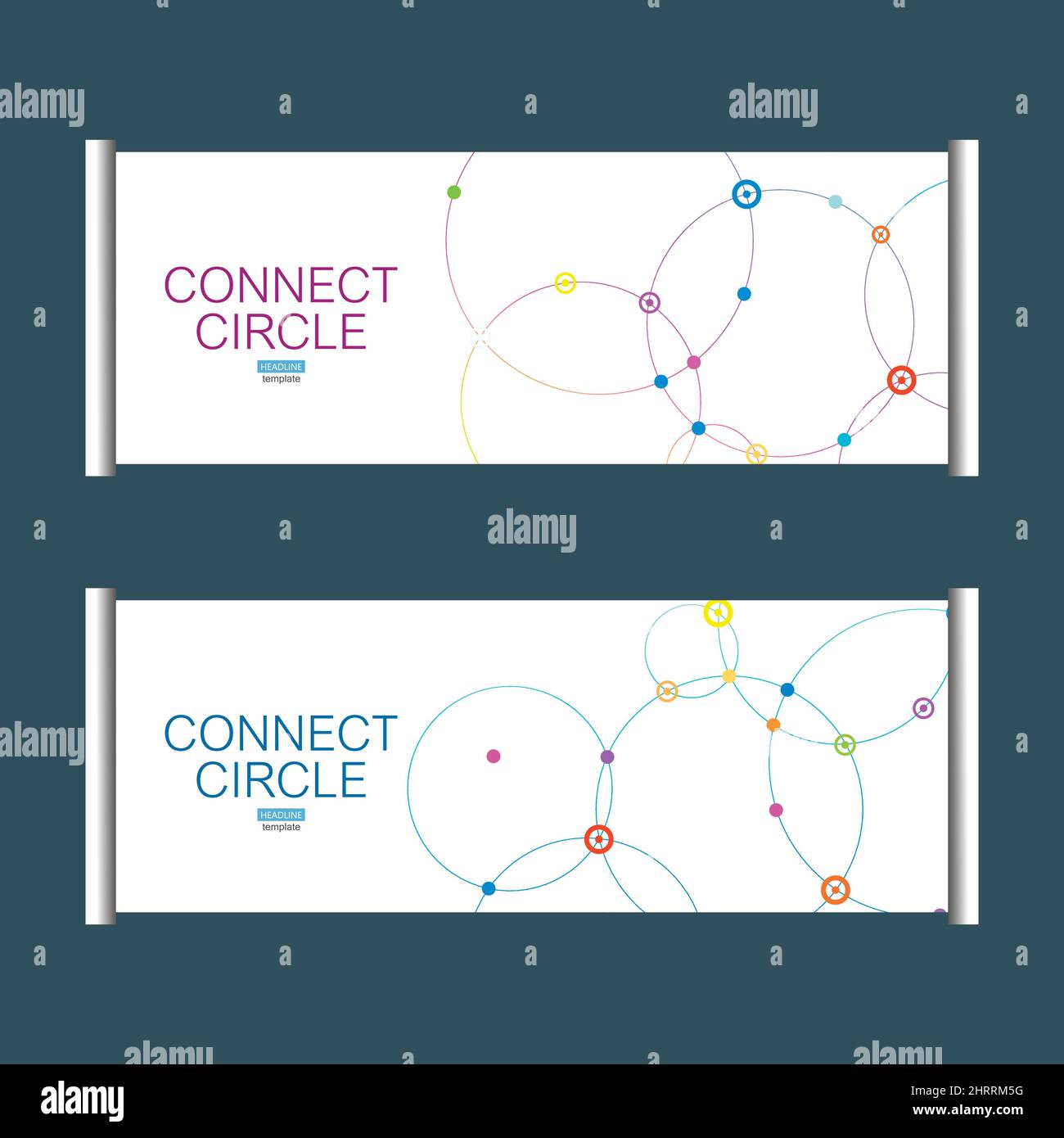 Gorizontal template vector, x-banner with abstract connect circle Stock Vector