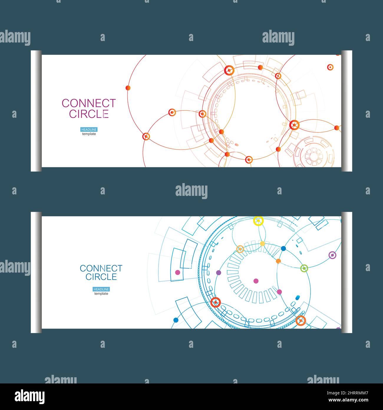 Gorizontal template vector, x-banner with abstract connect circle Stock Vector