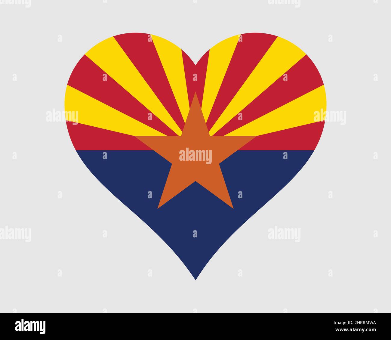 Arizona USA Heart Flag. AZ US Love Shape State Flag. Arizona United
