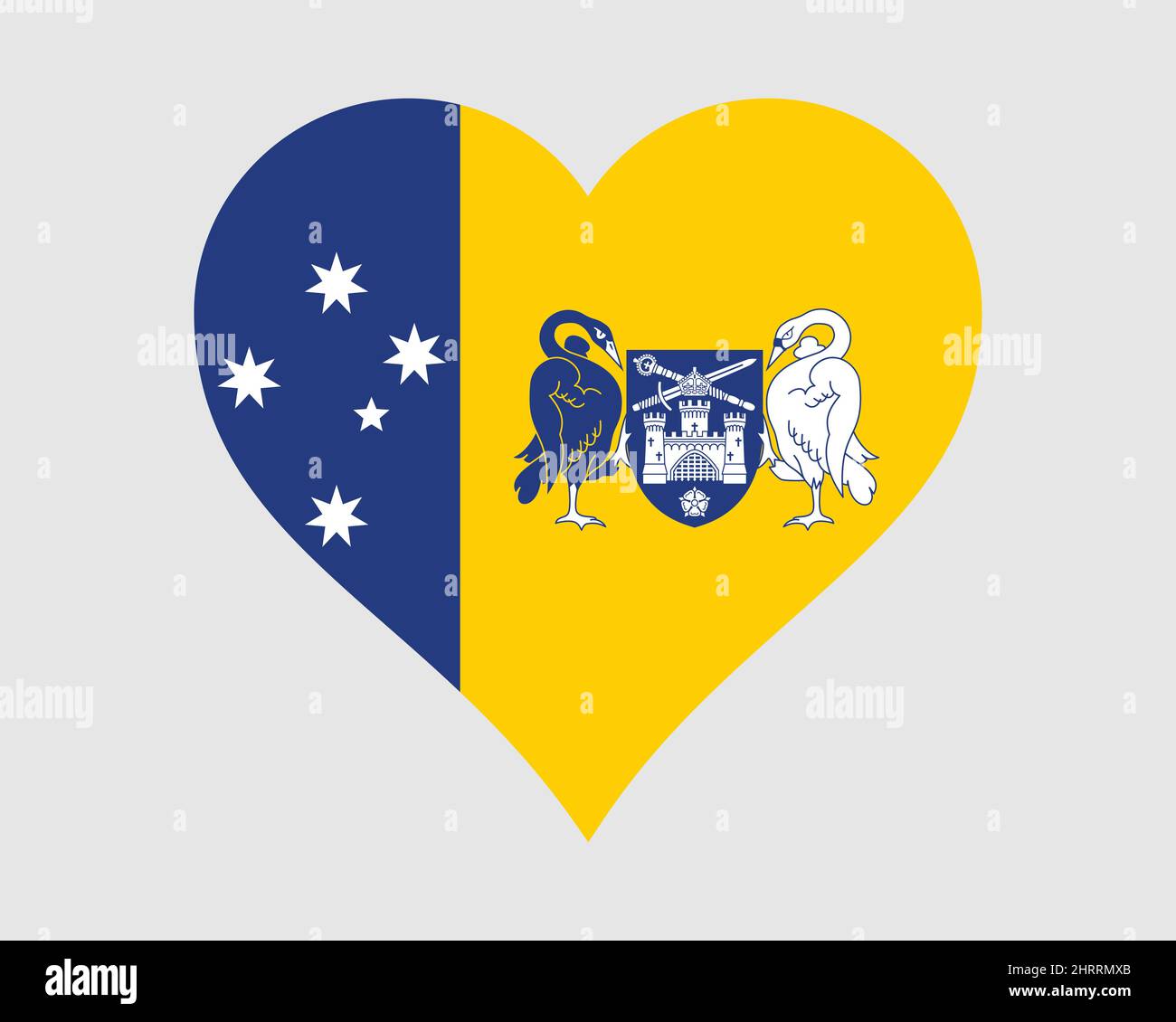 Australian Capital Territory Heart Flag. ACT Love Shape Flag. Federal Capital Territory (FCT) of Australia  Banner Icon Sign Symbol Clipart. EPS Vecto Stock Vector