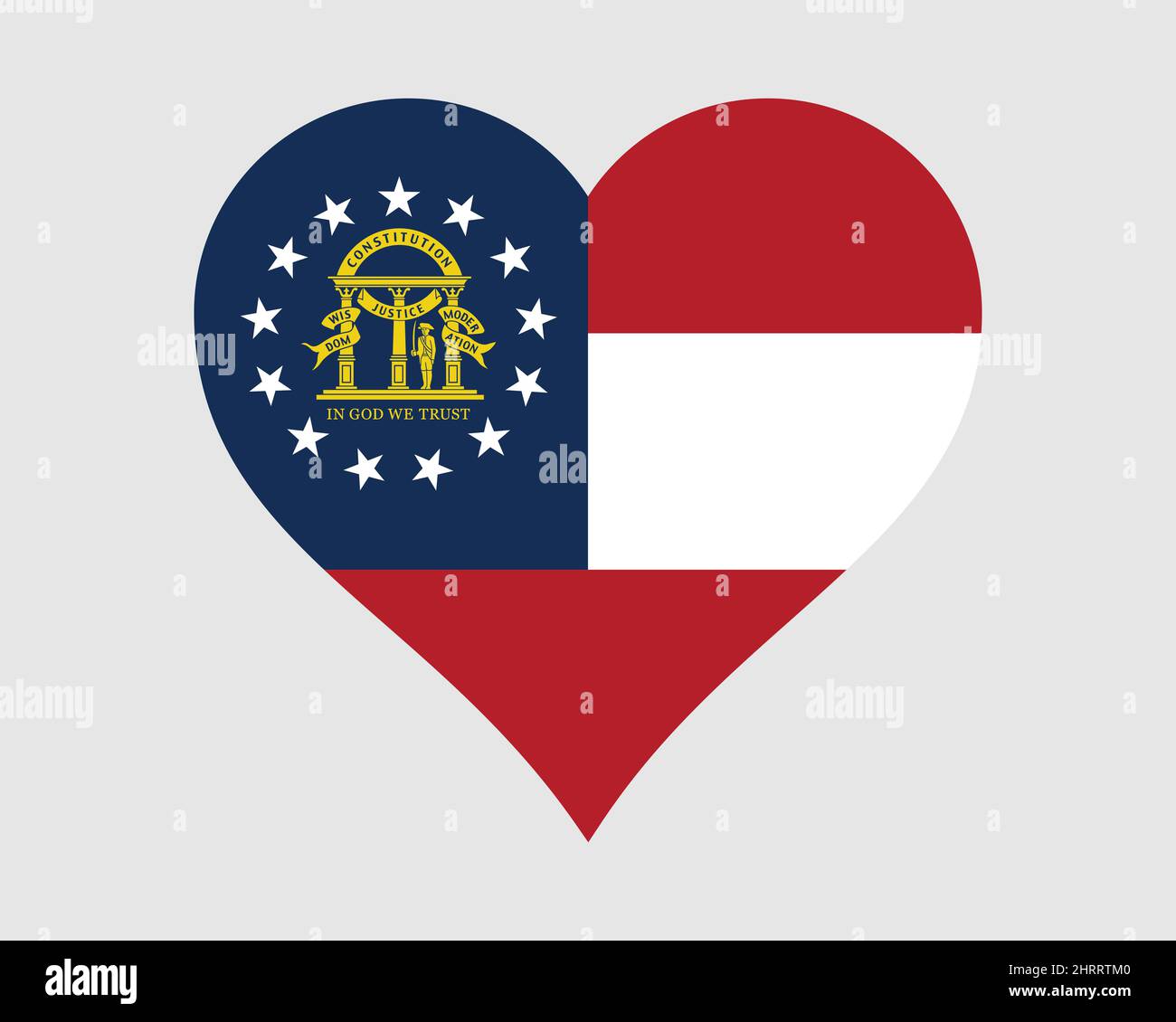 USA Heart Flag. GA US Love Shape State Flag. United
