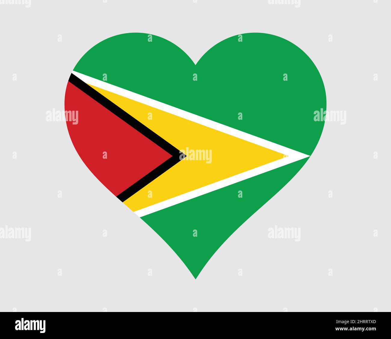 Guyana Heart Flag. Guyanese Love Shape Country Nation National Flag. Co-operative Republic of Guyana Banner Icon Sign Symbol. EPS Vector Illustration. Stock Vector