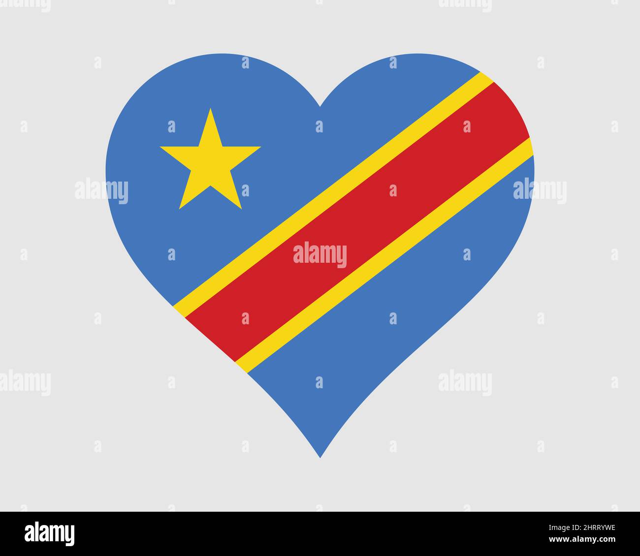 Congo Kinshasa Heart Flag. DR Congo, DRC, DROC Love Shape Country Nation National Flag. Democratic Republic of the Congo Banner Icon Sign Symbol. EPS Stock Vector