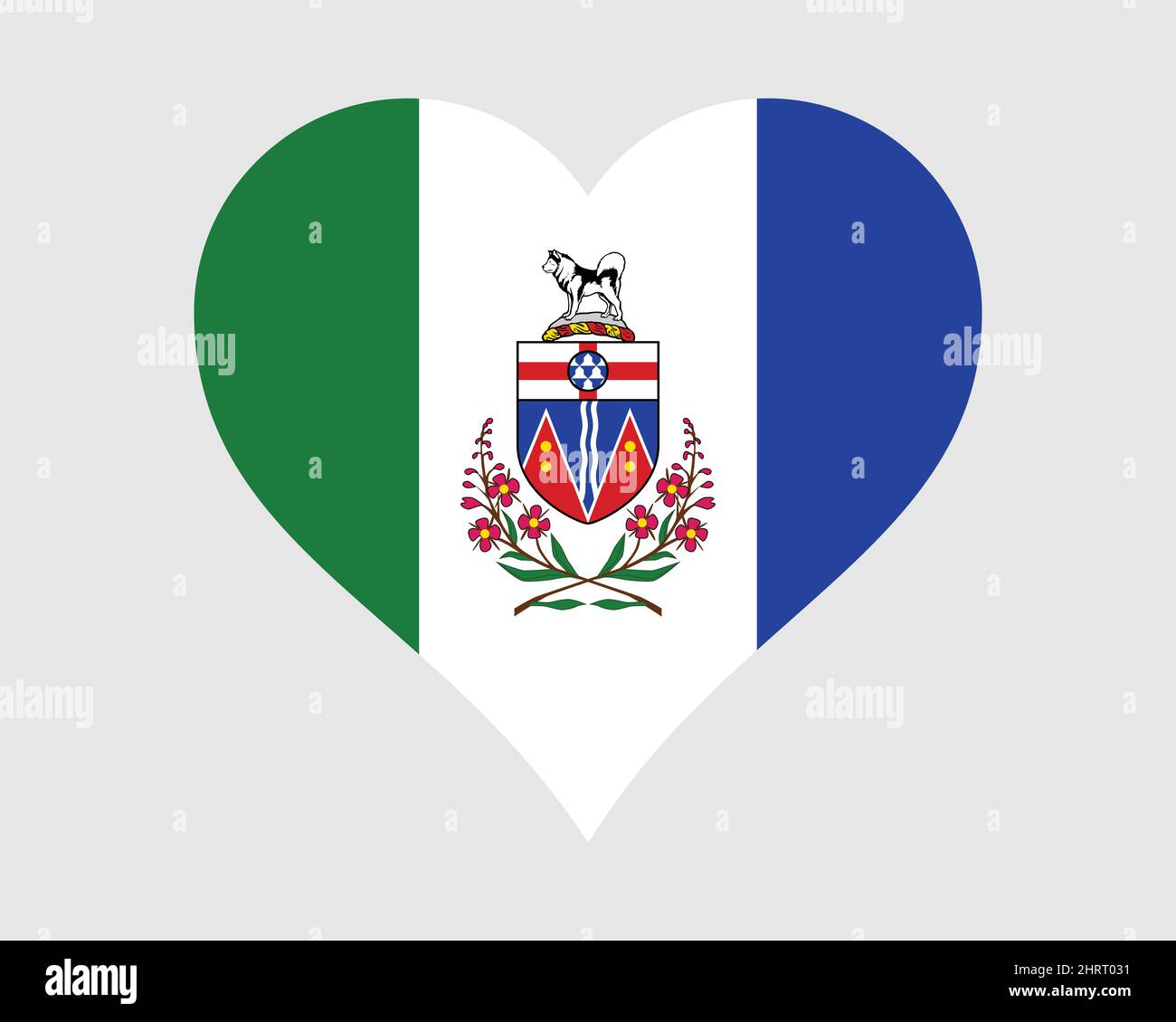 Yukon Canada Heart Flag. YT Canadian Love Shape Territory Flag. The Yukon Banner Icon Sign Symbol Clipart. EPS Vector Illustration. Stock Vector