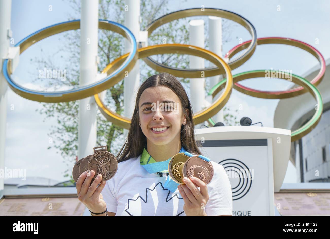 Threetime Olympic medallist Meaghan Benfeito shows off replacement