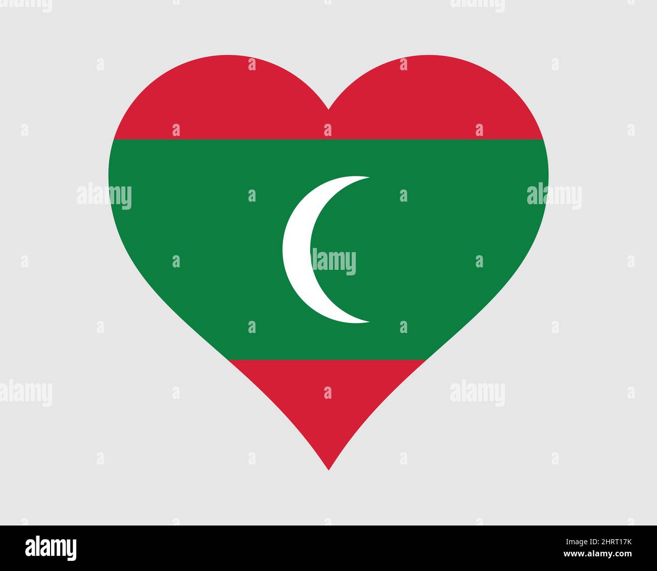 Maldives Heart Flag. Maldivian Love Shape Country Nation National Flag. Republic of Maldives Banner Icon Sign Symbol. EPS Vector Illustration. Stock Vector