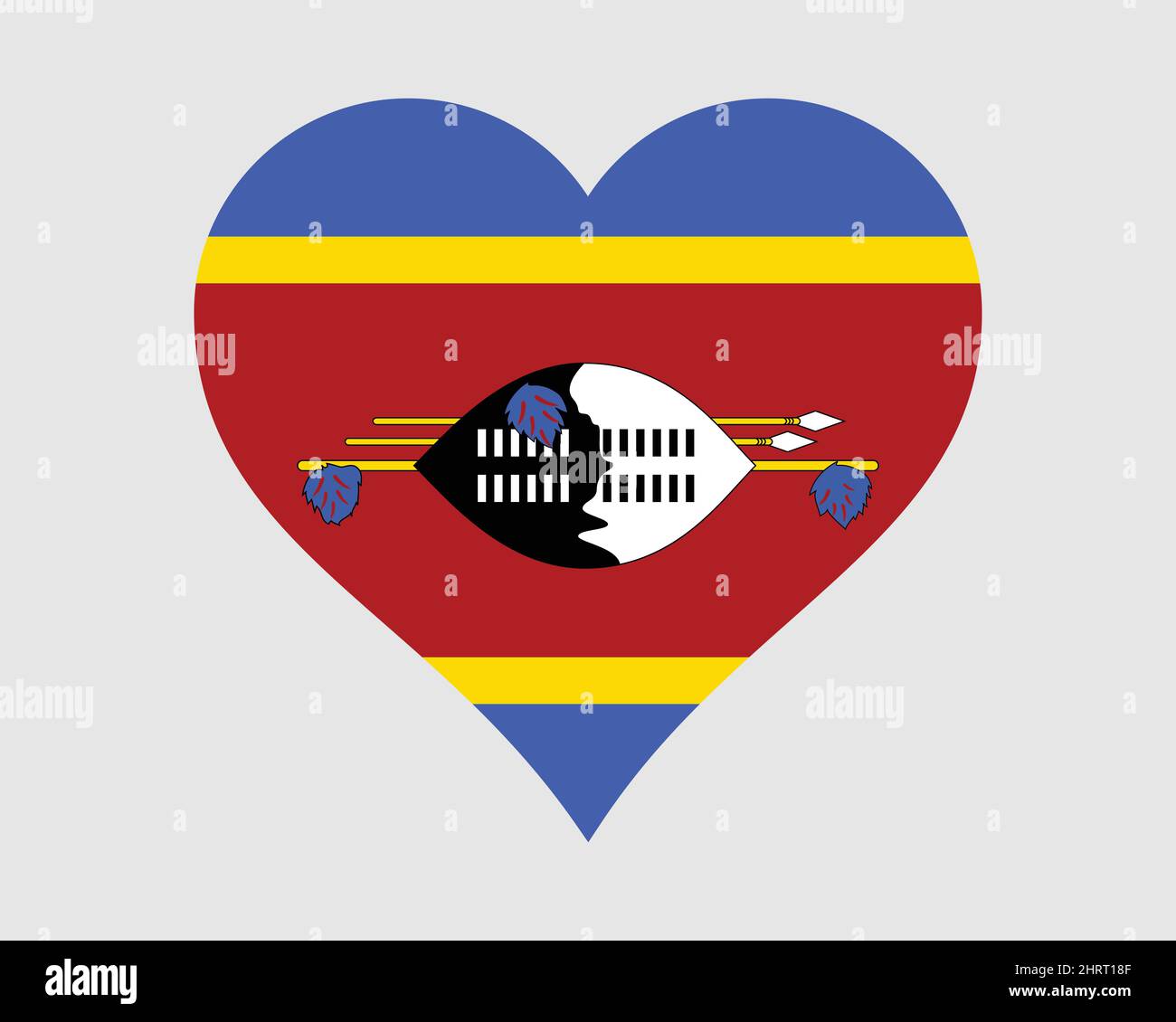 Eswatini Heart Flag. Swaziland Love Shape Country Nation National Flag. Kingdom of Eswatini Banner Icon Sign Symbol. EPS Vector Illustration. Stock Vector