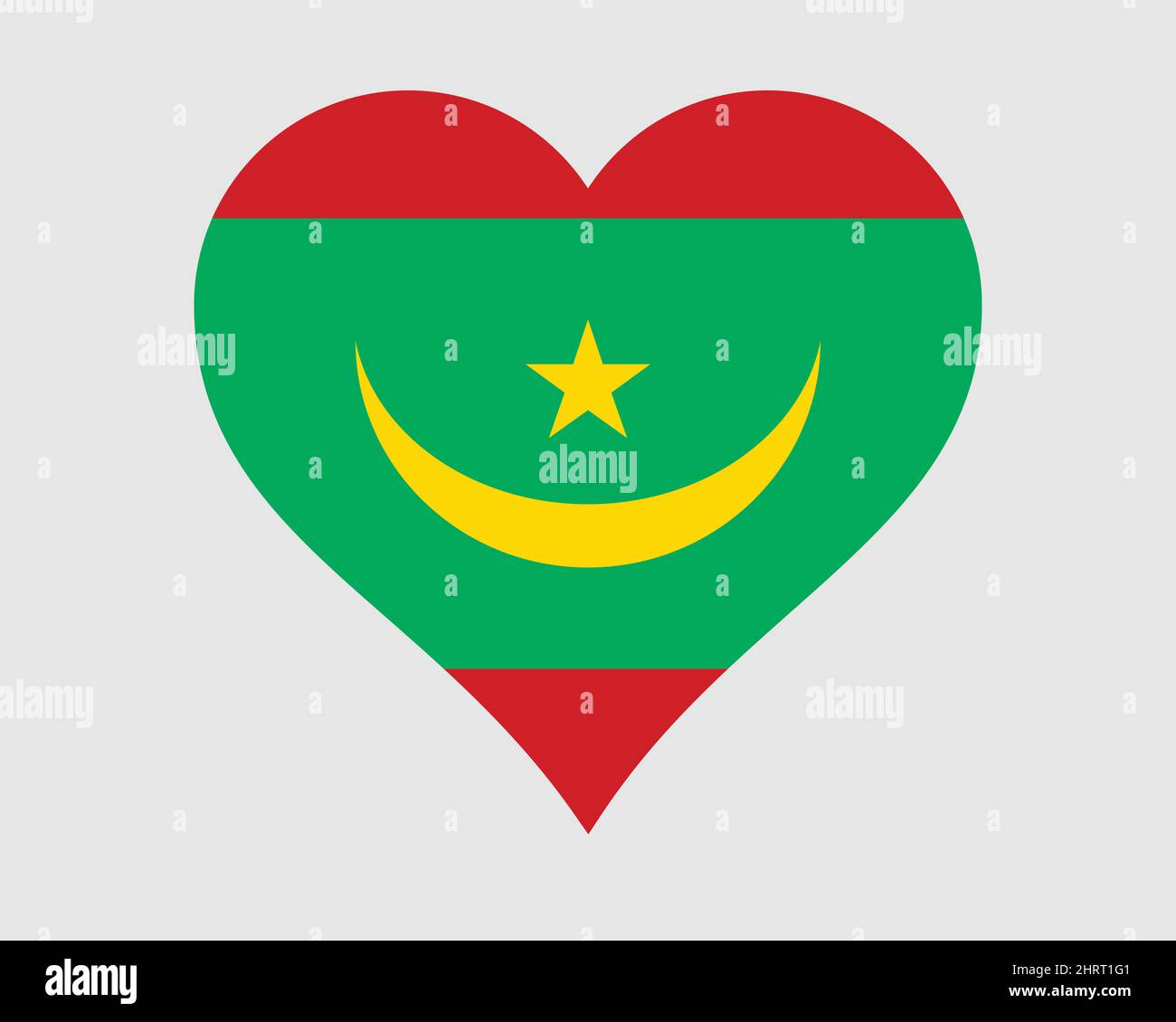 Mauritania Heart Flag. Mauritanian Love Shape Country Nation National Flag. Islamic Republic of Mauritania Banner Icon Sign Symbol. EPS Vector Stock Vector