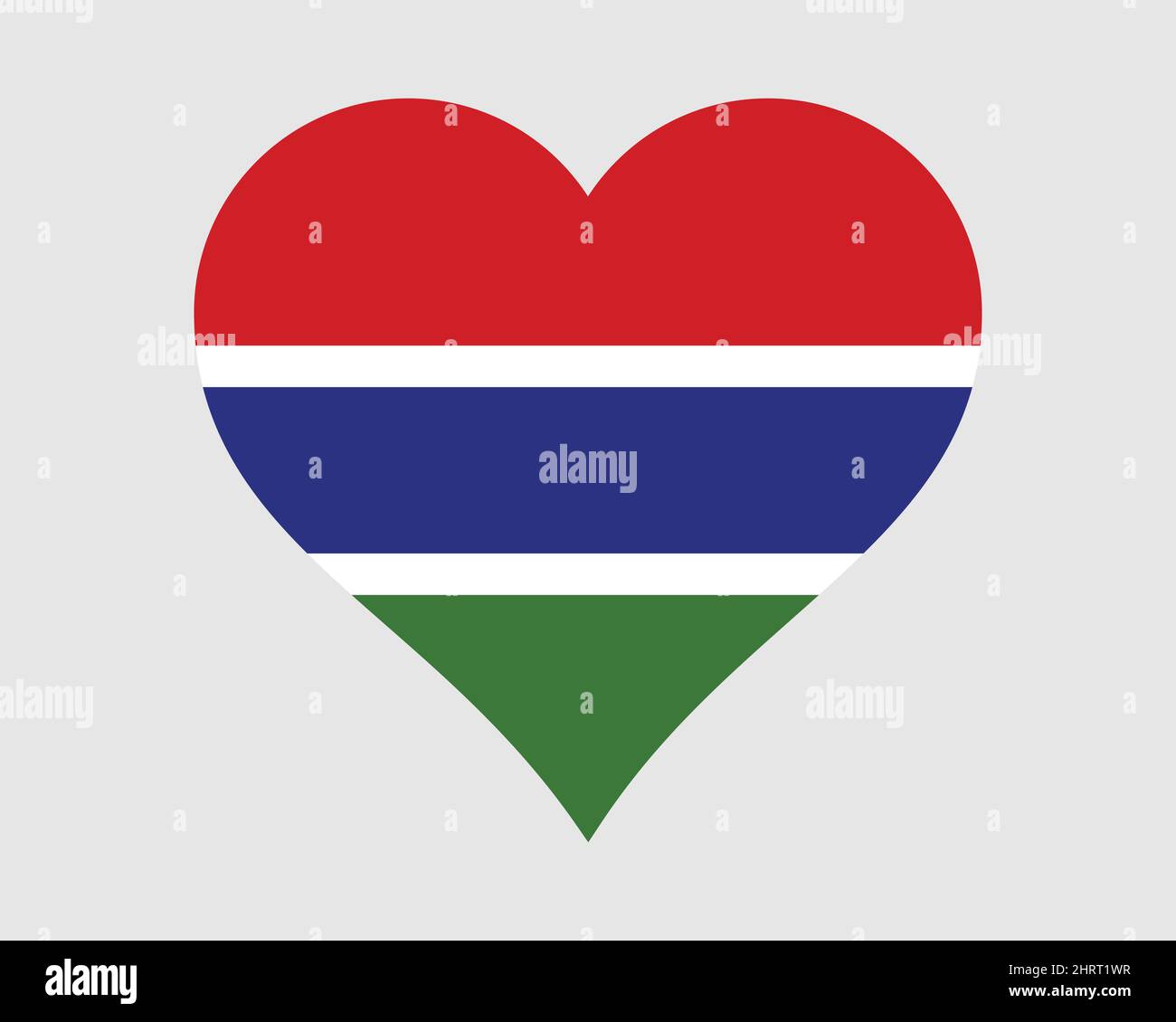 The Gambia Heart Flag. Gambian Love Shape Country Nation National Flag. Republic of The Gambia Banner Icon Sign Symbol. EPS Vector Illustration. Stock Vector