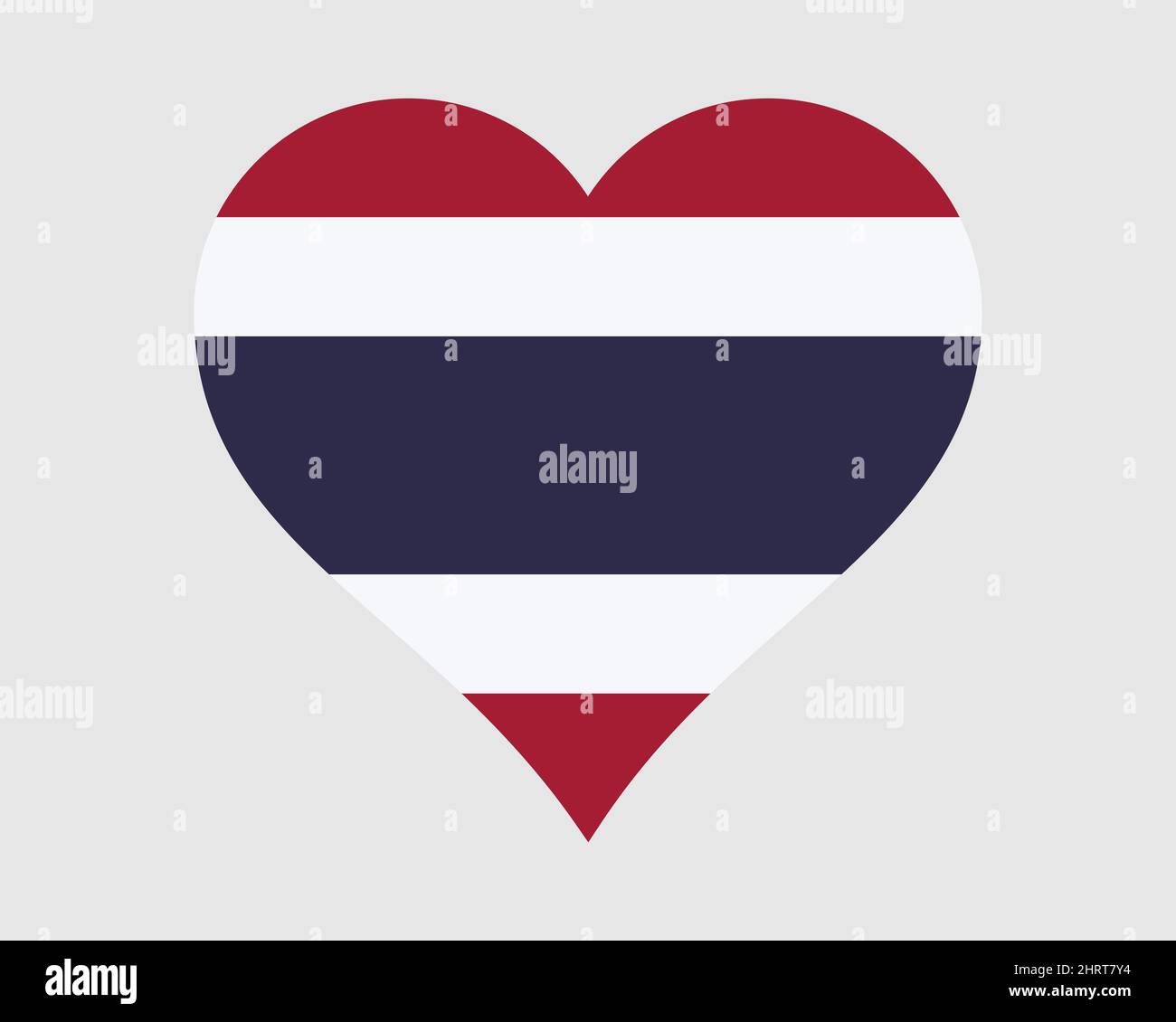 Thailand Heart Flag. Thai Love Shape Country Nation National Flag. Kingdom of Thailand Banner Icon Sign Symbol. EPS Vector Illustration. Stock Vector