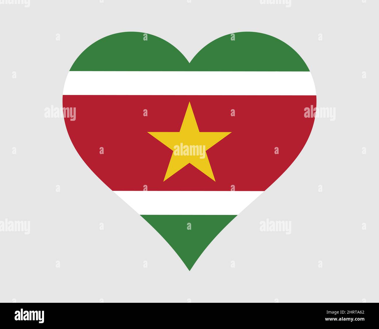 Suriname Heart Flag. Surinam Love Shape Country Nation National Flag. Republic of Suriname Banner Icon Sign Symbol. EPS Vector Illustration. Stock Vector