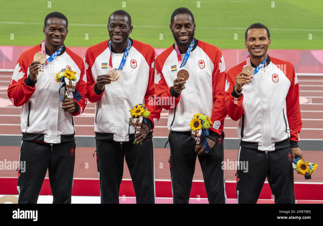 Canada’s (left to right) Aaron Brown, Jerome Blake, Brendon Rodney