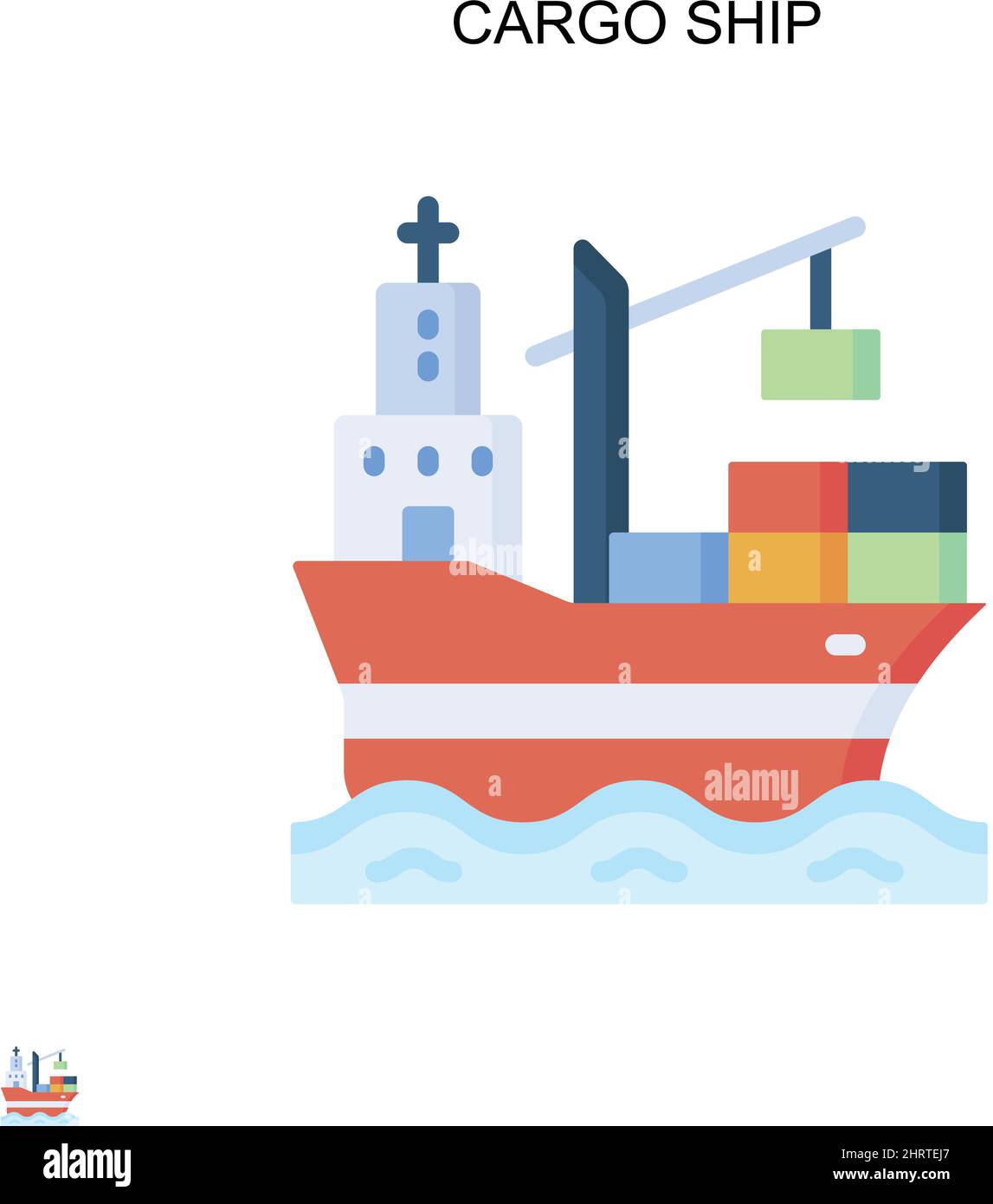 Cargo ship Simple vector icon. Illustration symbol design template for web mobile UI element. Stock Vector