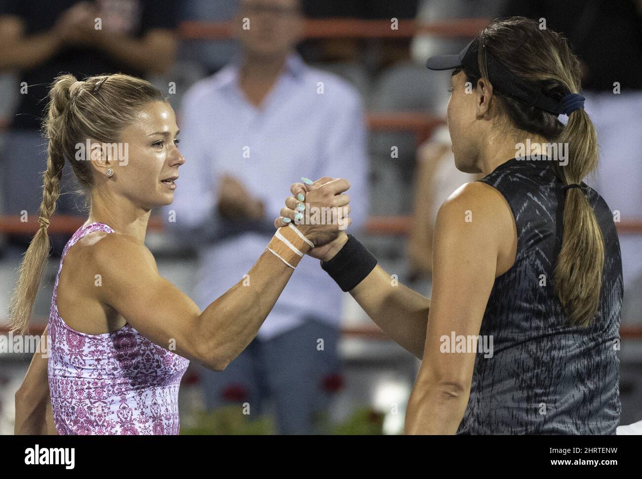 Camila of Italy, left, and Jessica Pegula, of the United States