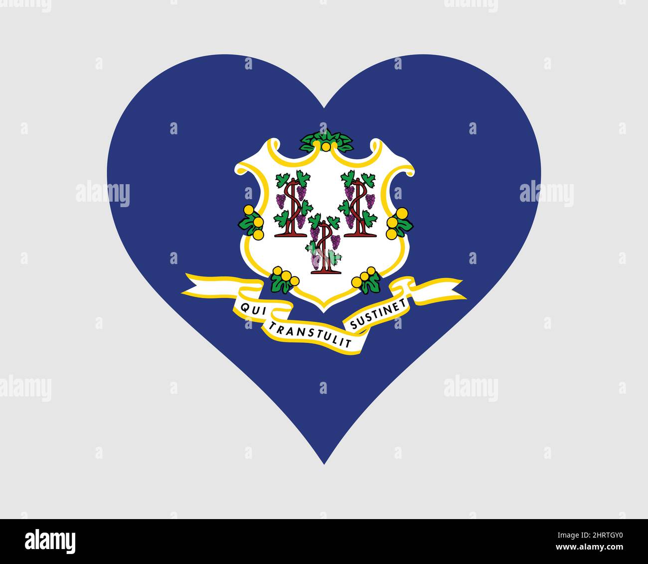 Connecticut USA Heart Flag. CT US Love Shape State Flag. Connecticut United States of America Banner Icon Sign Symbol Clipart. EPS Vector Illustration Stock Vector