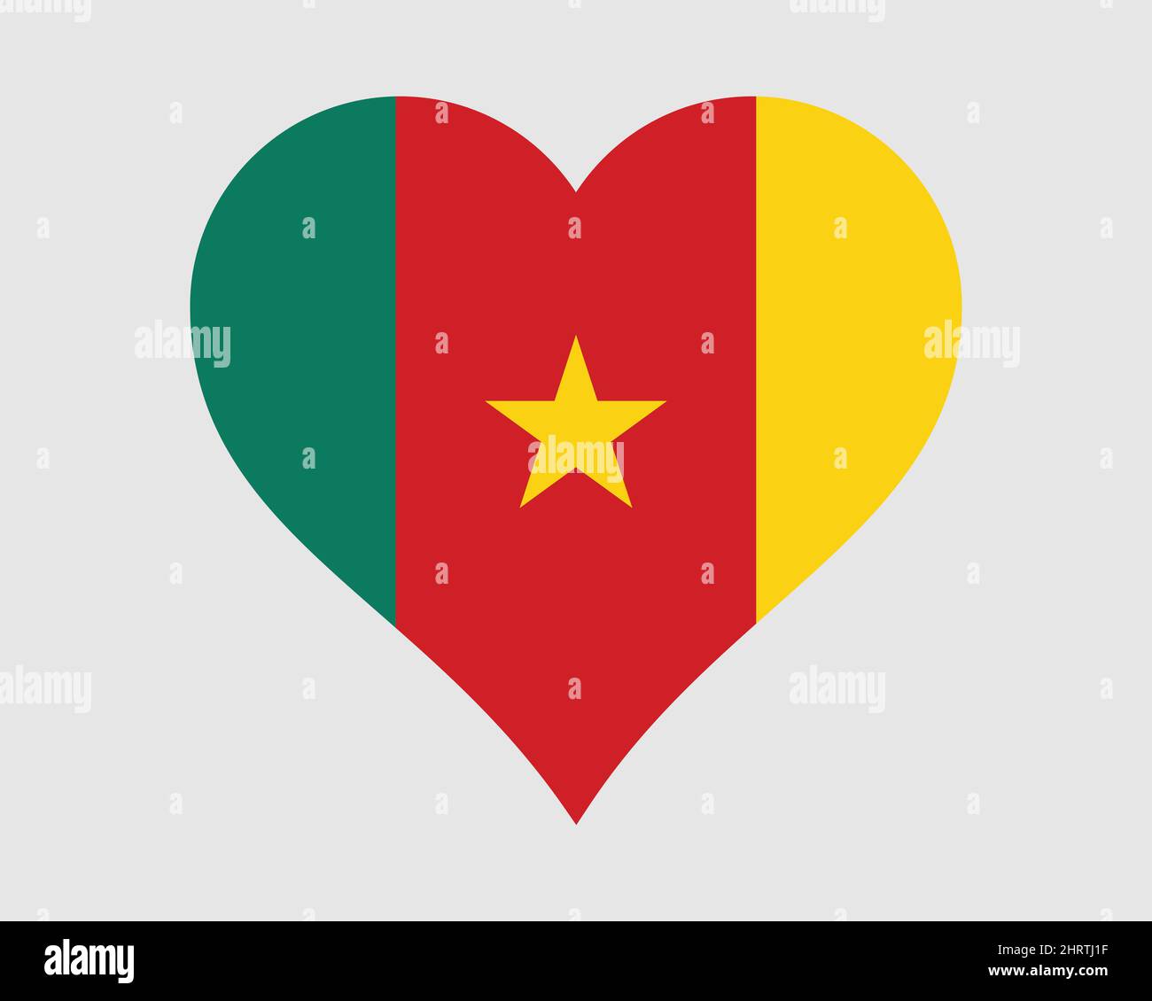Cameroon Heart Flag. Cameroonian Love Shape Country Nation National Flag. Republic of Cameroon Banner Icon Sign Symbol. EPS Vector Illustration. Stock Vector