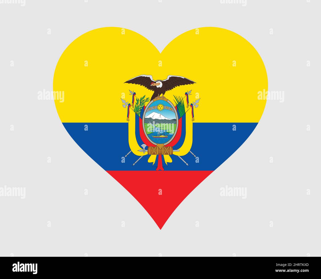 Ecuador Heart Flag. Ecuadorian Love Shape Country Nation National Flag. Republic of Ecuador Banner Icon Sign Symbol. EPS Vector Illustration. Stock Vector