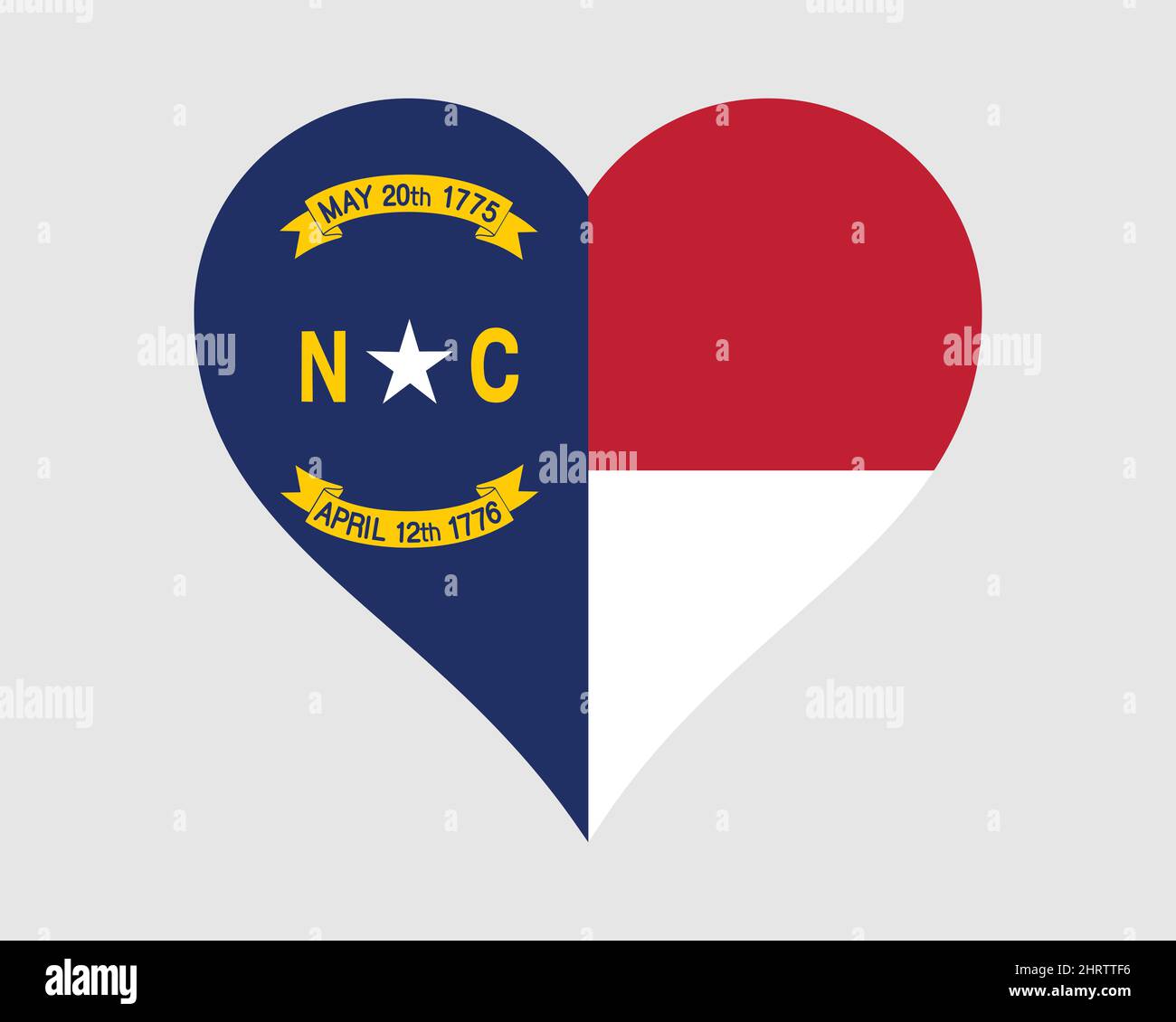 North Carolina USA Heart Flag. NC US Love Shape State Flag. North Carolinian United States of America Banner Icon Sign Symbol Clipart. EPS Vector Illu Stock Vector
