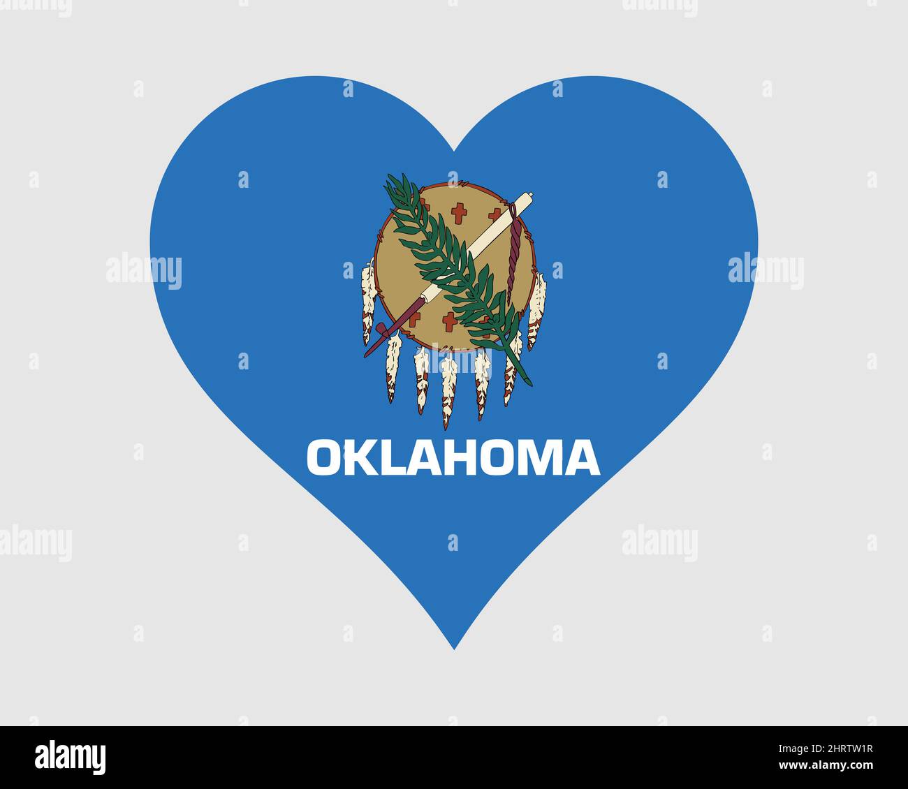 Oklahoma USA Heart Flag. OK US Love Shape State Flag. Okie United States of America Banner Icon Sign Symbol Clipart. EPS Vector Illustration. Stock Vector