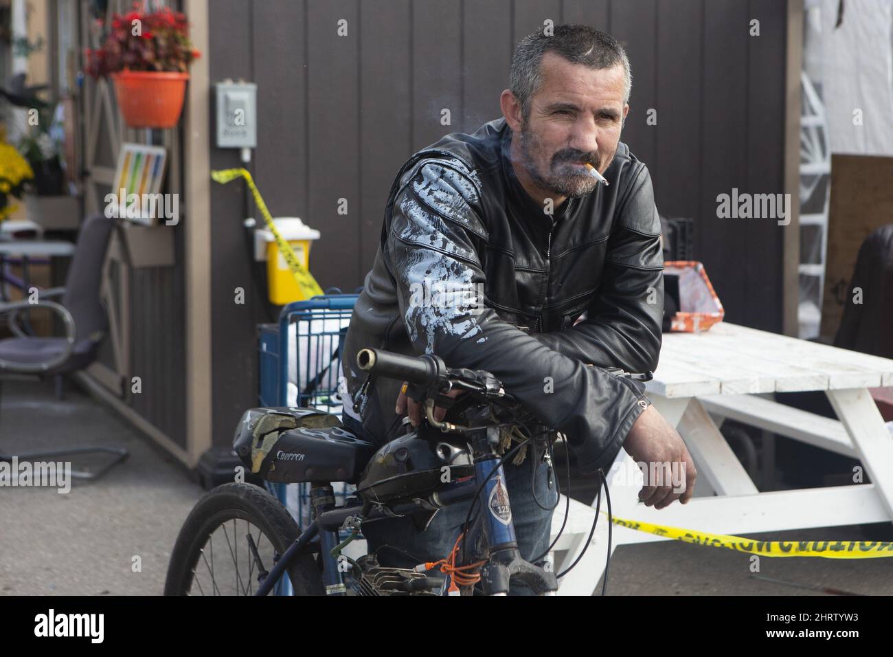 Alvin Oâ€™Dea is pictured outside his home in the "A Better Tent City