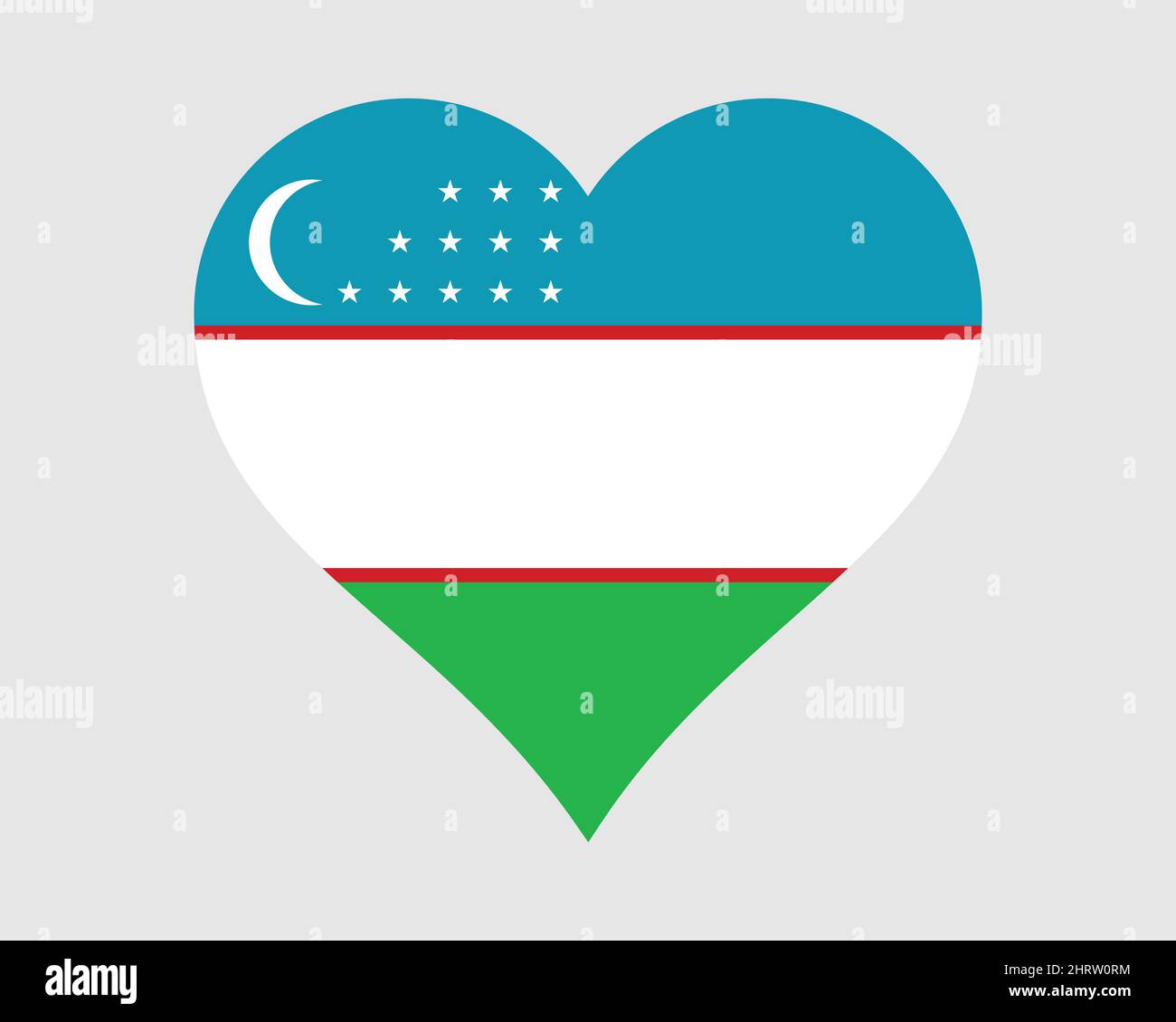 Uzbekistan Heart Flag. Uzbekistani Uzbek Love Shape Country Nation National Flag. Republic of Uzbekistan Banner Icon Sign Symbol. EPS Vector Illustrat Stock Vector