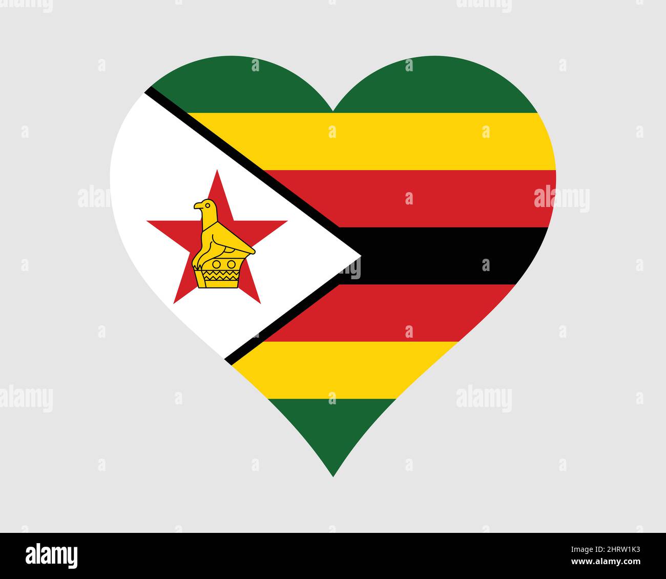 Zimbabwe Heart Flag. Zimbabwean Zimbo Love Shape Country Nation National Flag. Republic of Zimbabwe Banner Icon Sign Symbol. EPS Vector Illustration. Stock Vector
