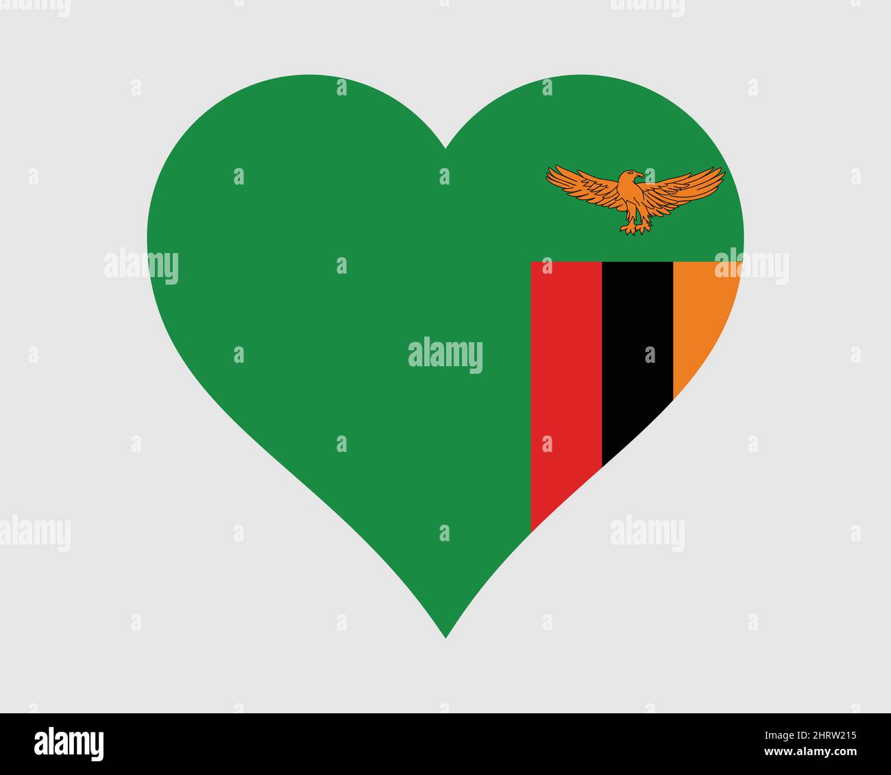 Zambia Heart Flag. Zambian Love Shape Country Nation National Flag