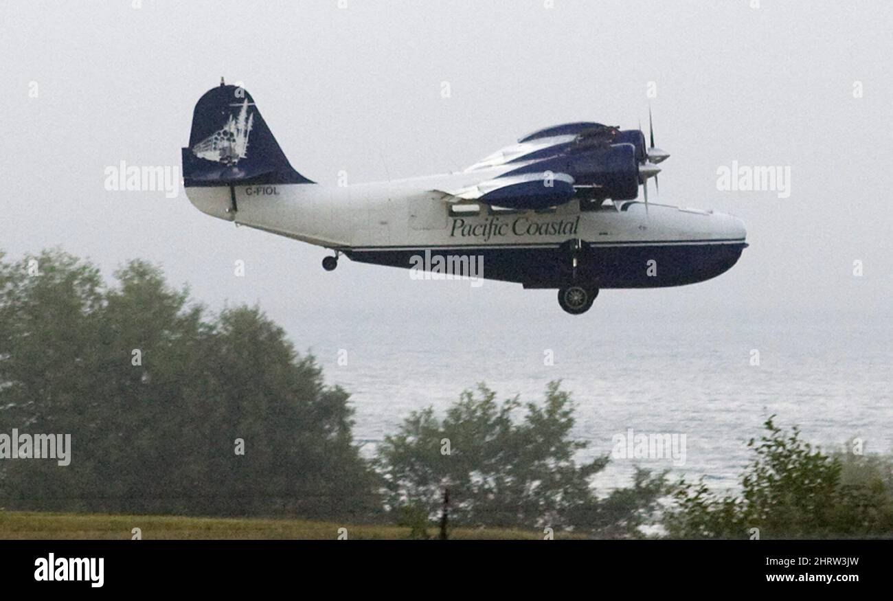 FILEA Grumman Goose lands at the airport in Port Hardy, B.C. after