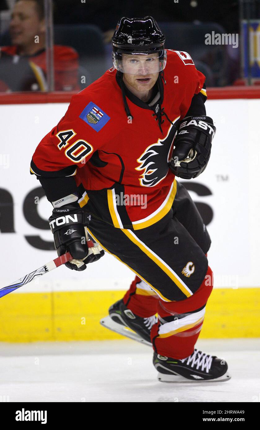 NHL player profile photo on Calgary Flames' Jordan Leopold during a ...