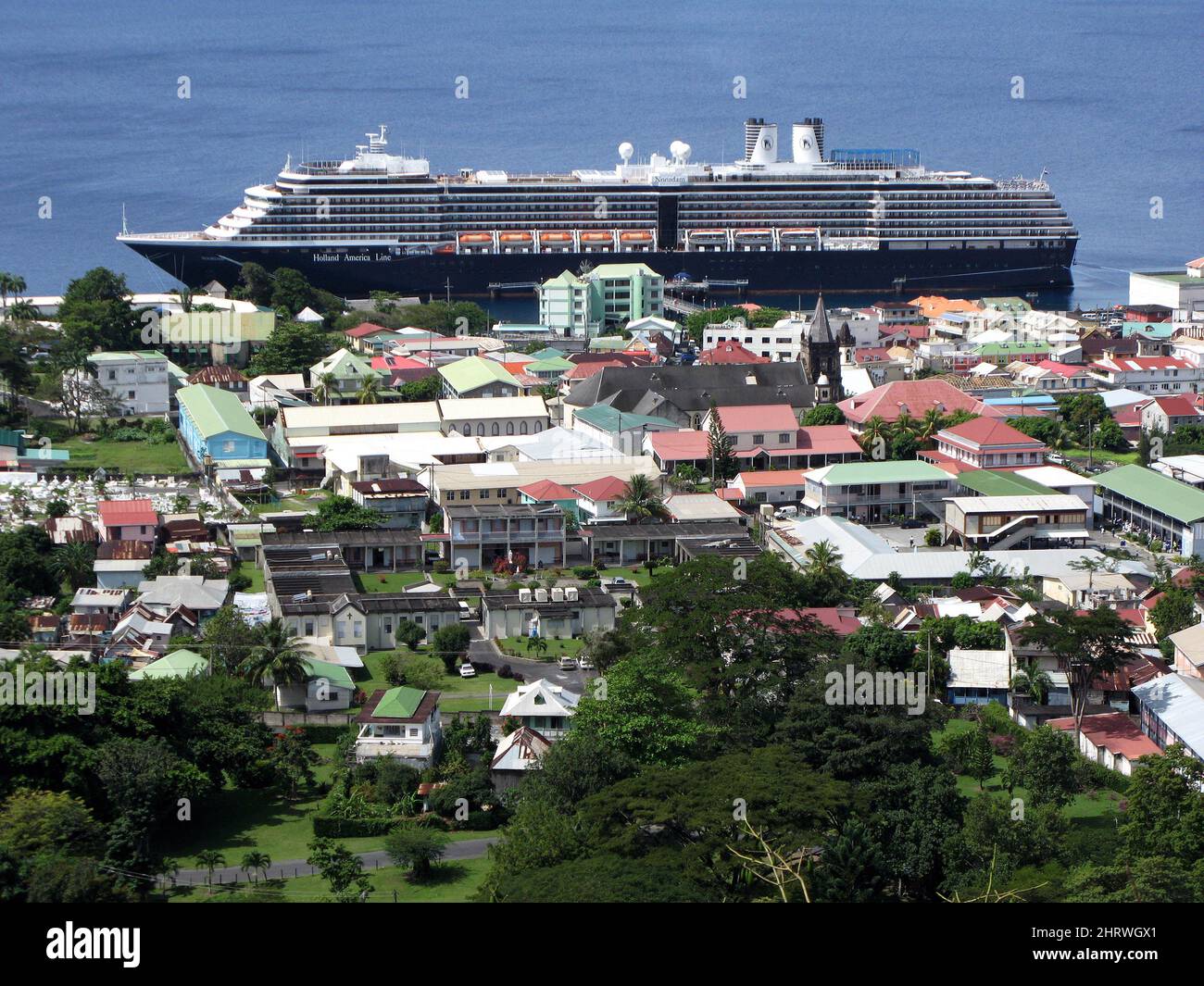 The Holland America line cruise ship MS Noordam sit in the port city of Roseau, Dominica, Feb. 26, 2009.THE CANADIAN PRESS IMAGES/Jeff McIntosh Stock Photo
