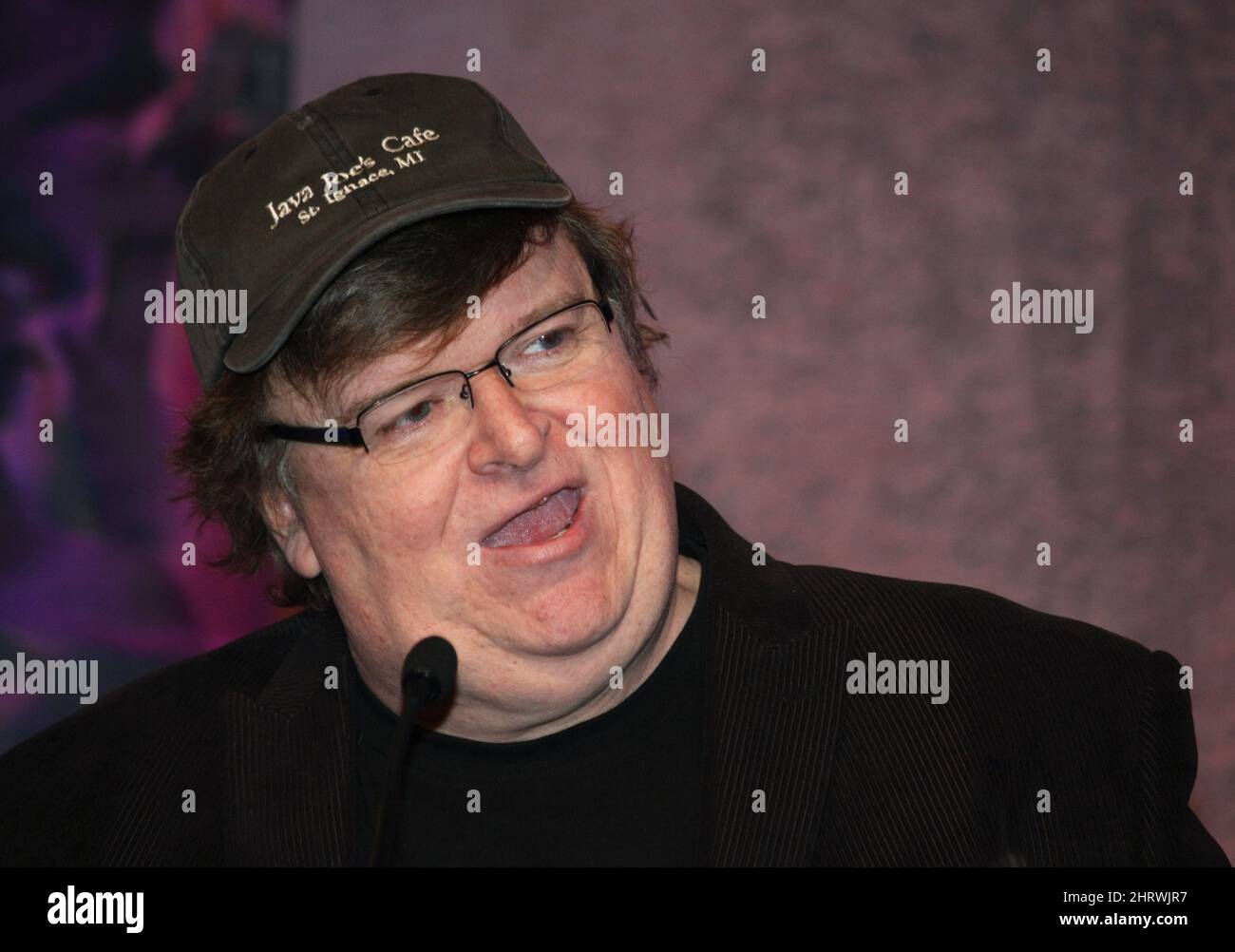 Documentary maker Michael Moore speaks at a health-care conference in Toronto on Tuesday, Nov. 17, 2009. (AP Photo/The Canadian Press, Colin Perkel) Stock Photo