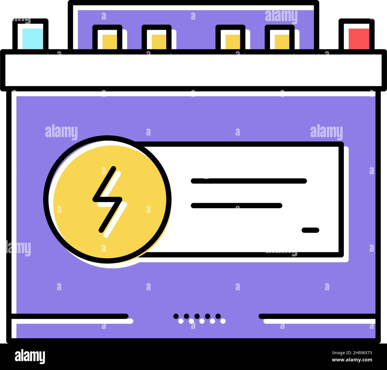 electrical battery color icon vector flat illustration Stock Vector